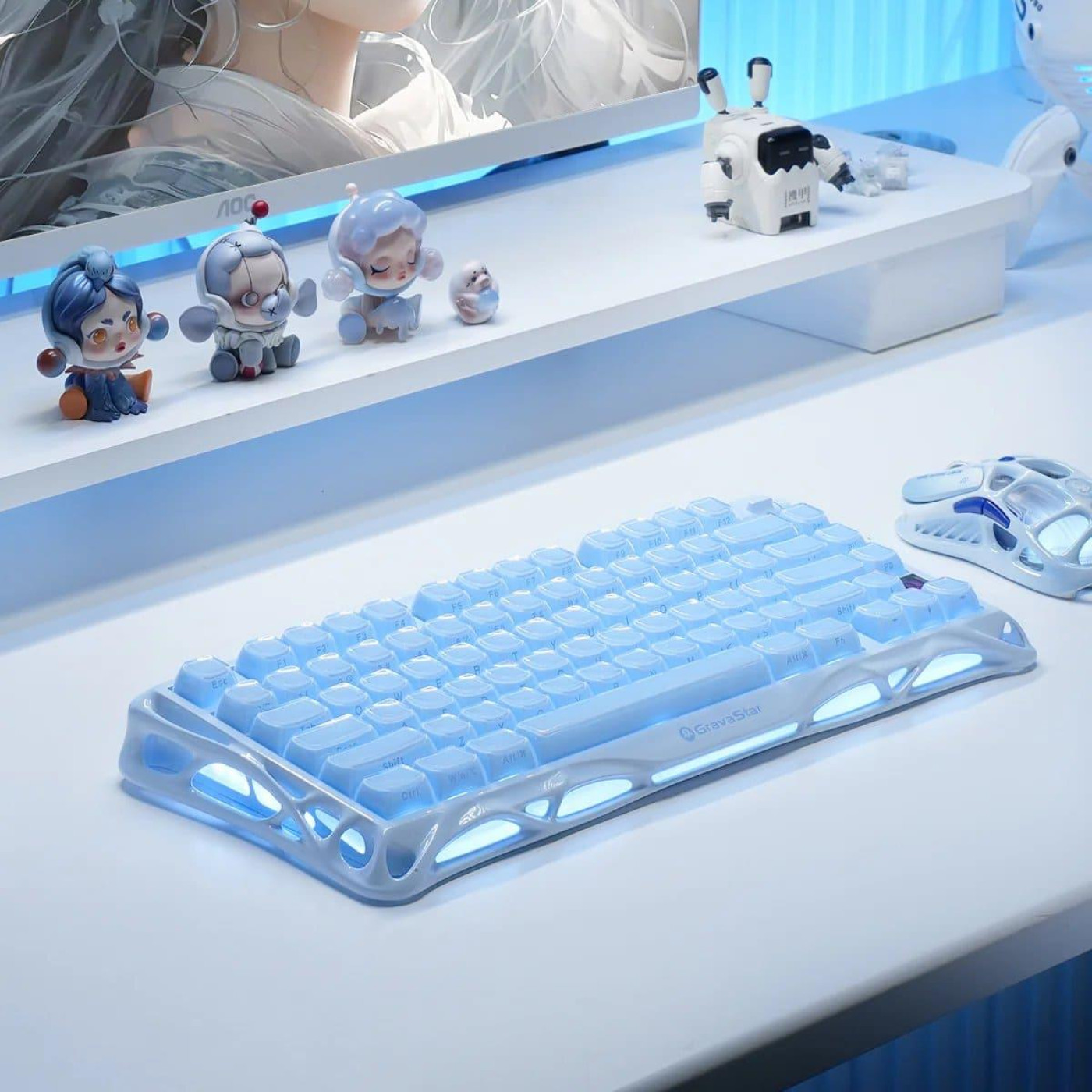 Клавіатура GravaStar Mercury K1 80keys Kailh Cheery Pink EN BT/WL/USB Ice Blue (GSK1_BLU)