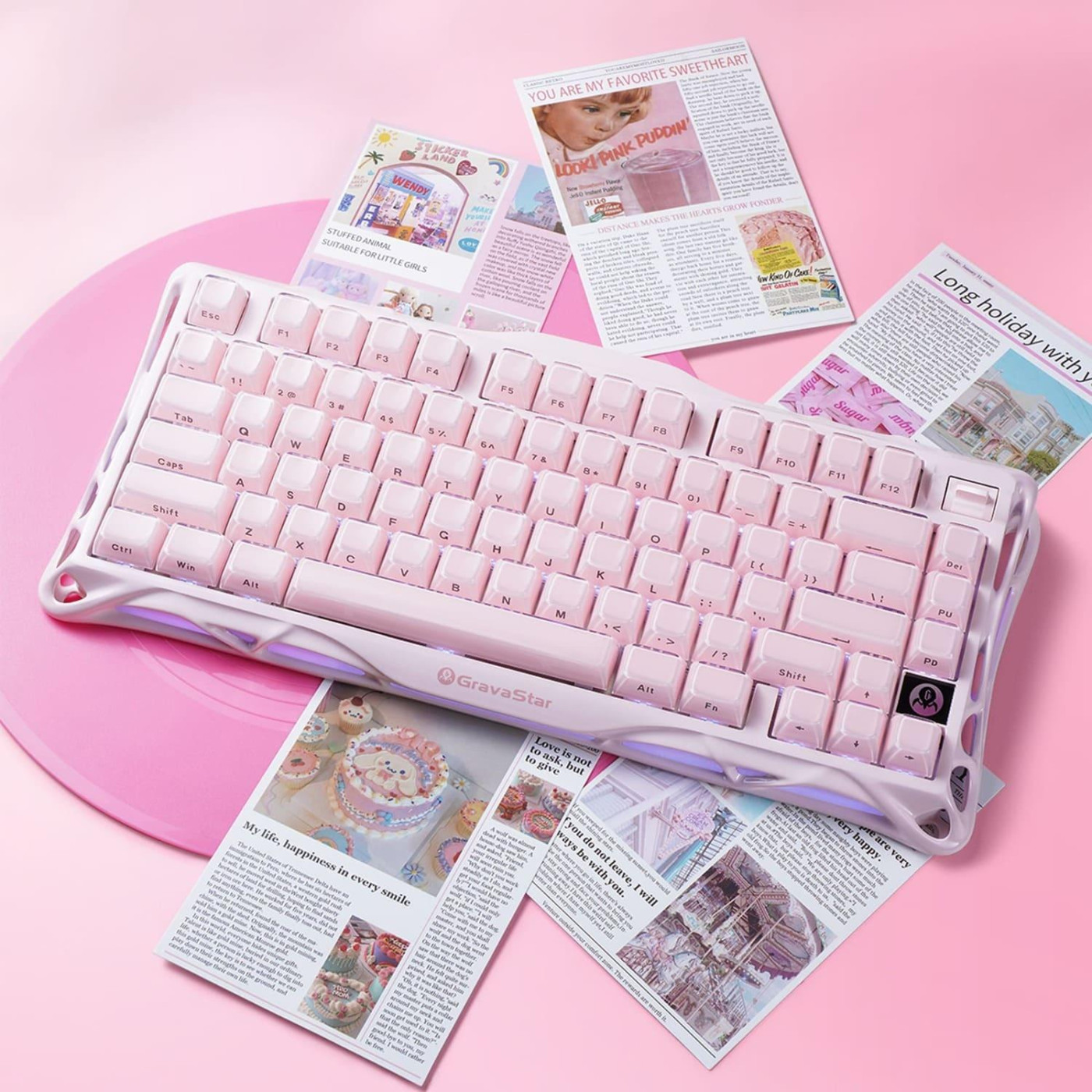 Клавіатура GravaStar Mercury K1 x Kailh Cheery Pink EN BT/WL/USB Sakura Pink (GSK1_P_PNK)