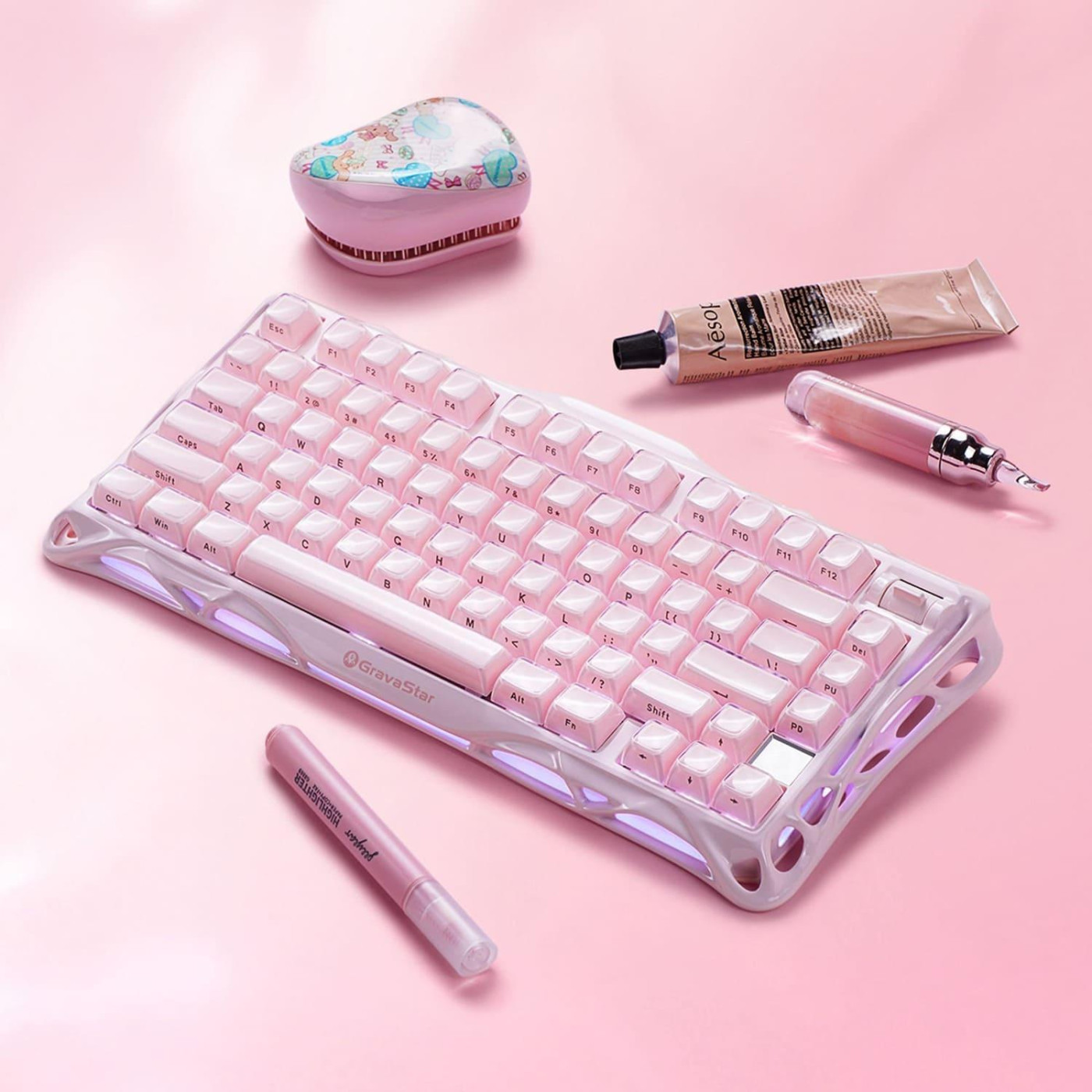 Клавіатура GravaStar Mercury K1 x Kailh Cheery Pink EN BT/WL/USB Sakura Pink (GSK1_P_PNK)