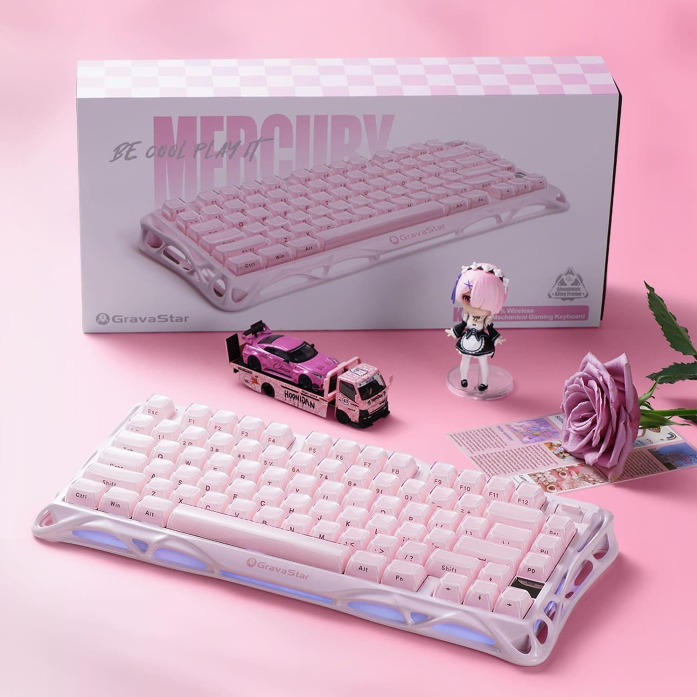 Клавіатура GravaStar Mercury K1 x Kailh Cheery Pink EN BT/WL/USB Sakura Pink (GSK1_P_PNK)