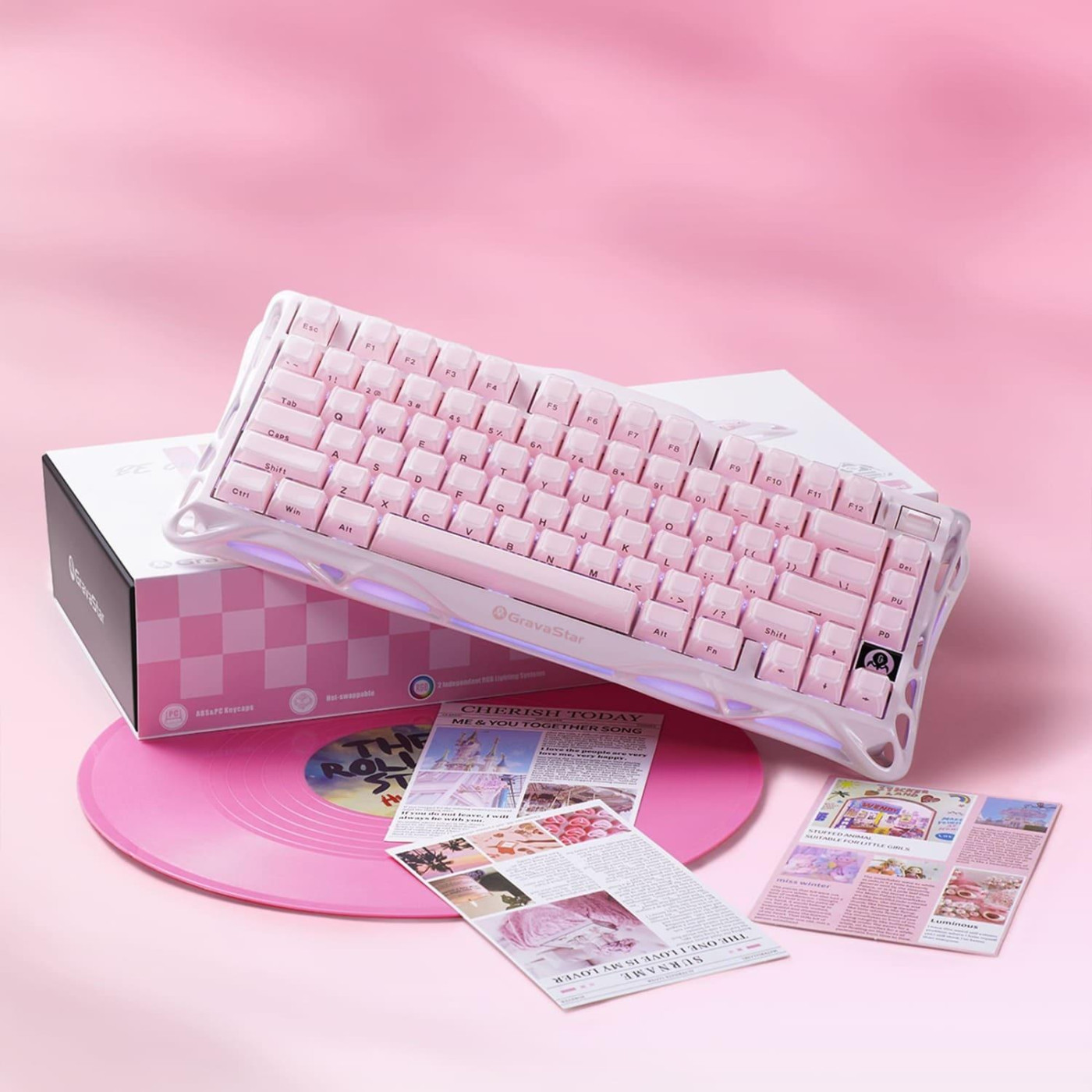 Клавіатура GravaStar Mercury K1 x Kailh Cheery Pink EN BT/WL/USB Sakura Pink (GSK1_P_PNK)