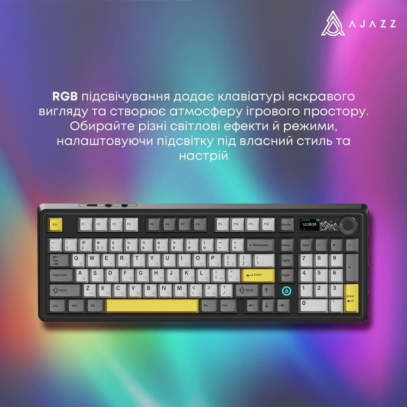 Клавиатура Ajazz AK980 V2 Gift Switch V2 Black Gray Yellow (AK980-V2-G-BGY)