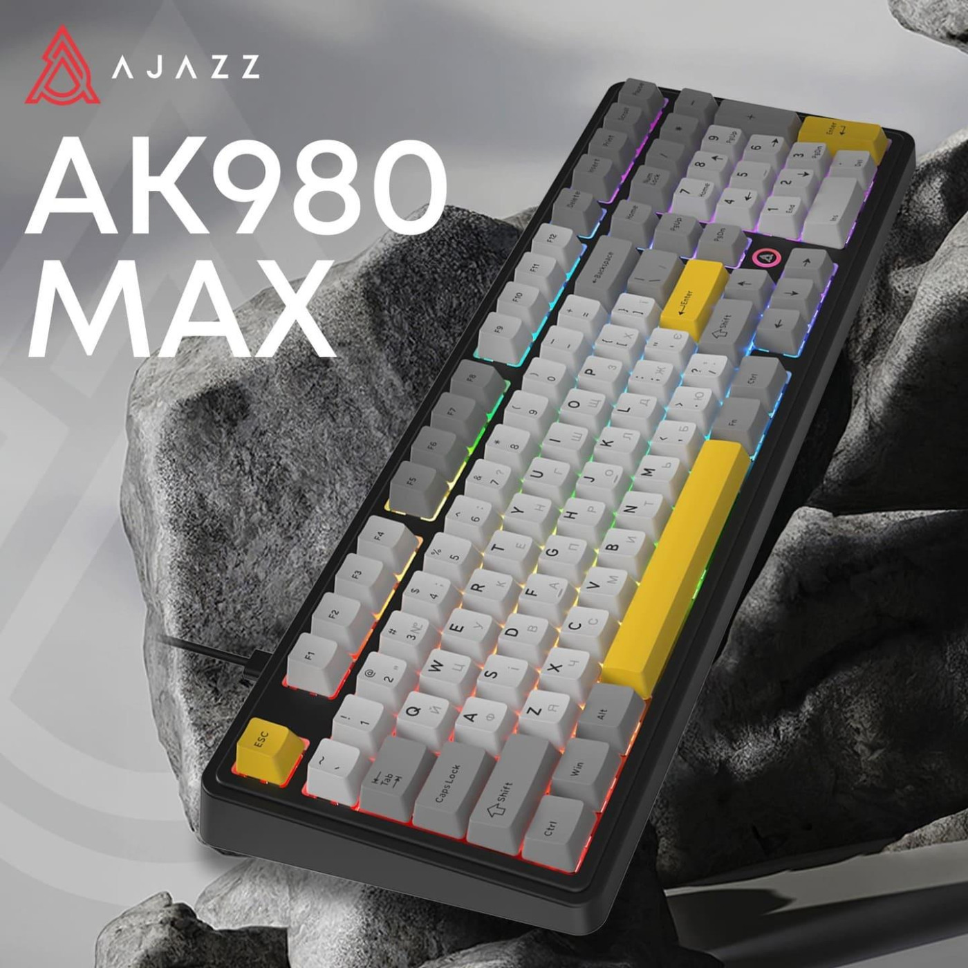 Клавиатура Ajazz AK980 MAX Magnetic switches Black Gray Yellow (AK980-MAX-M-BGY)