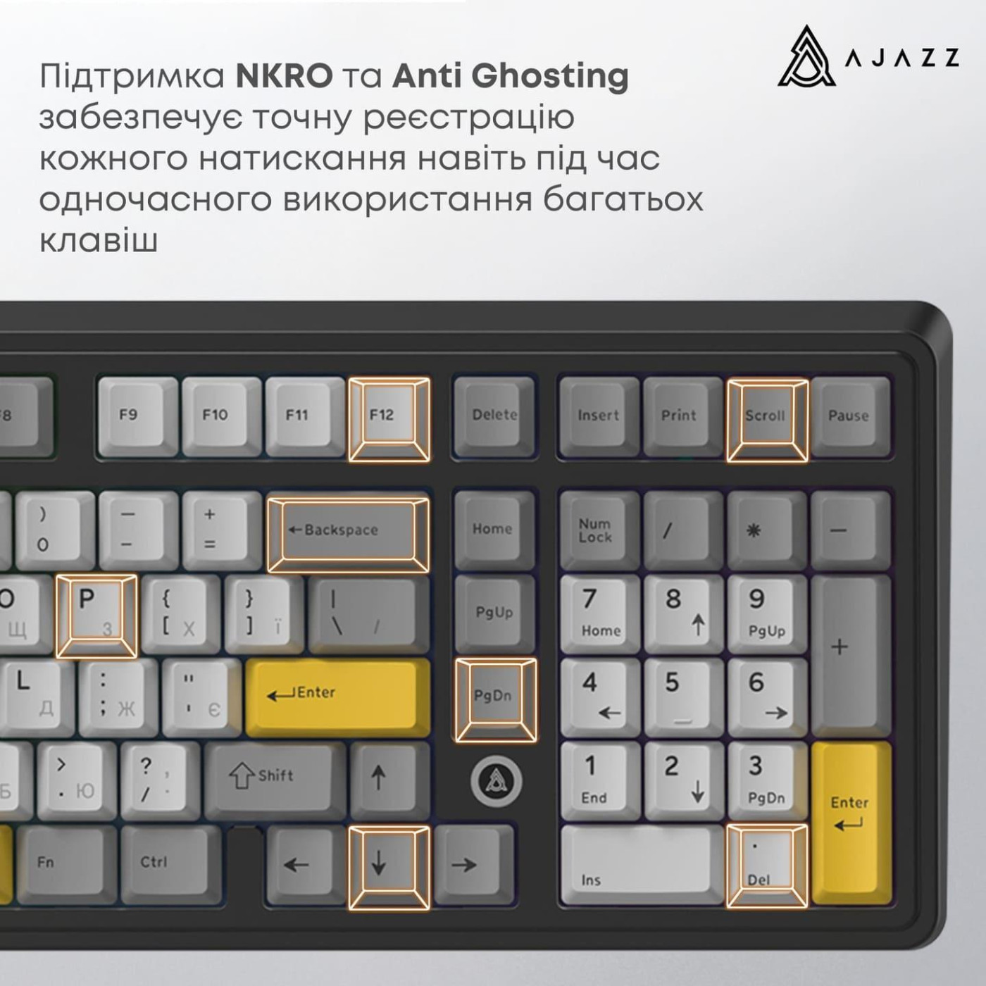 Клавиатура Ajazz AK980 MAX Magnetic switches Black Gray Yellow (AK980-MAX-M-BGY)
