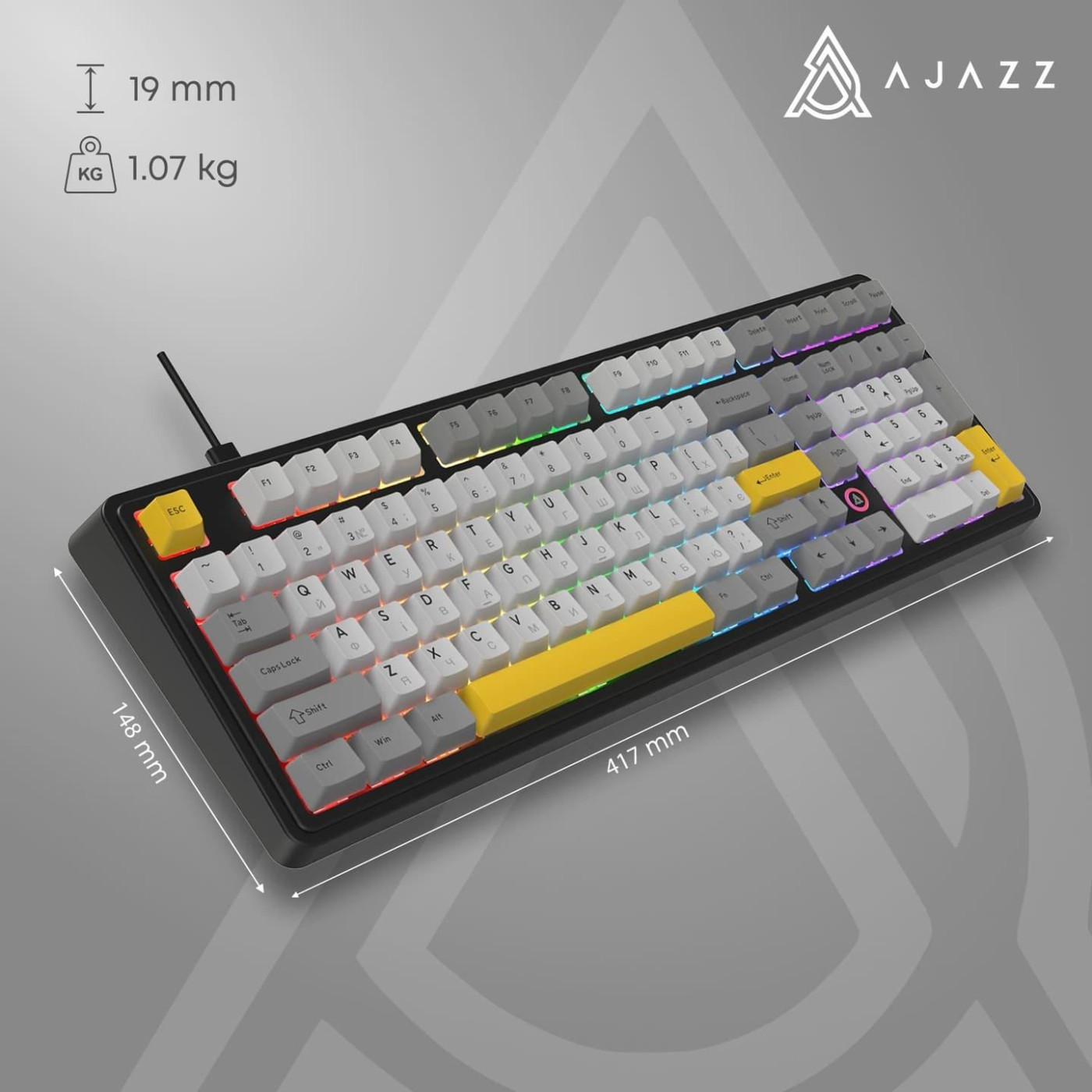 Клавиатура Ajazz AK980 MAX Magnetic switches Black Gray Yellow (AK980-MAX-M-BGY)