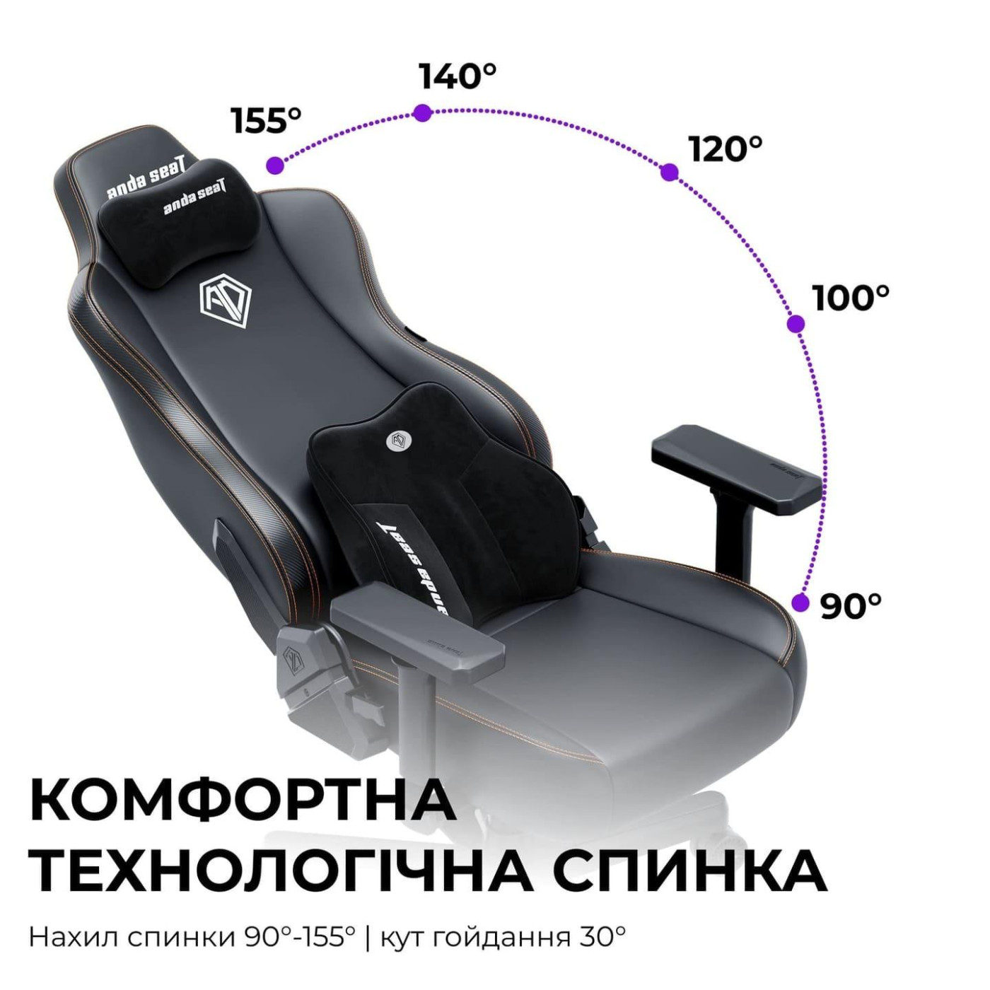 Ігрове крісло Anda Seat Novis Plus Black PVC Size XL (AD23YC-XL-01-B-PV-B04)