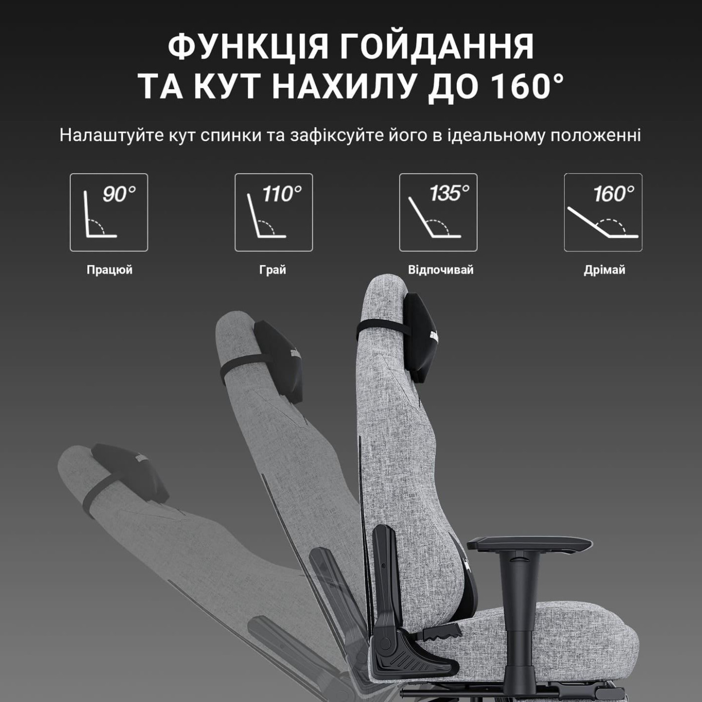 Игровое кресло Anda Seat Luna Pro Gray Fabric Size L (AD18T-44-G-F)
