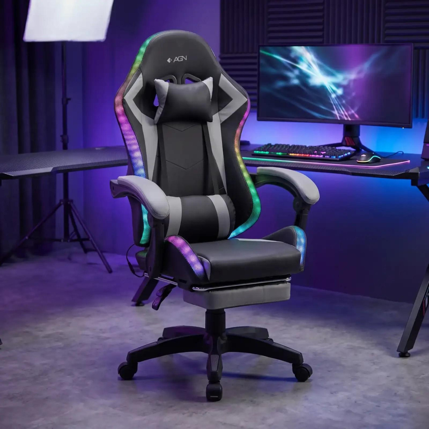 Ігрове крісло AGN AGN09-25 RGB Black Grey (AGN09-25)
