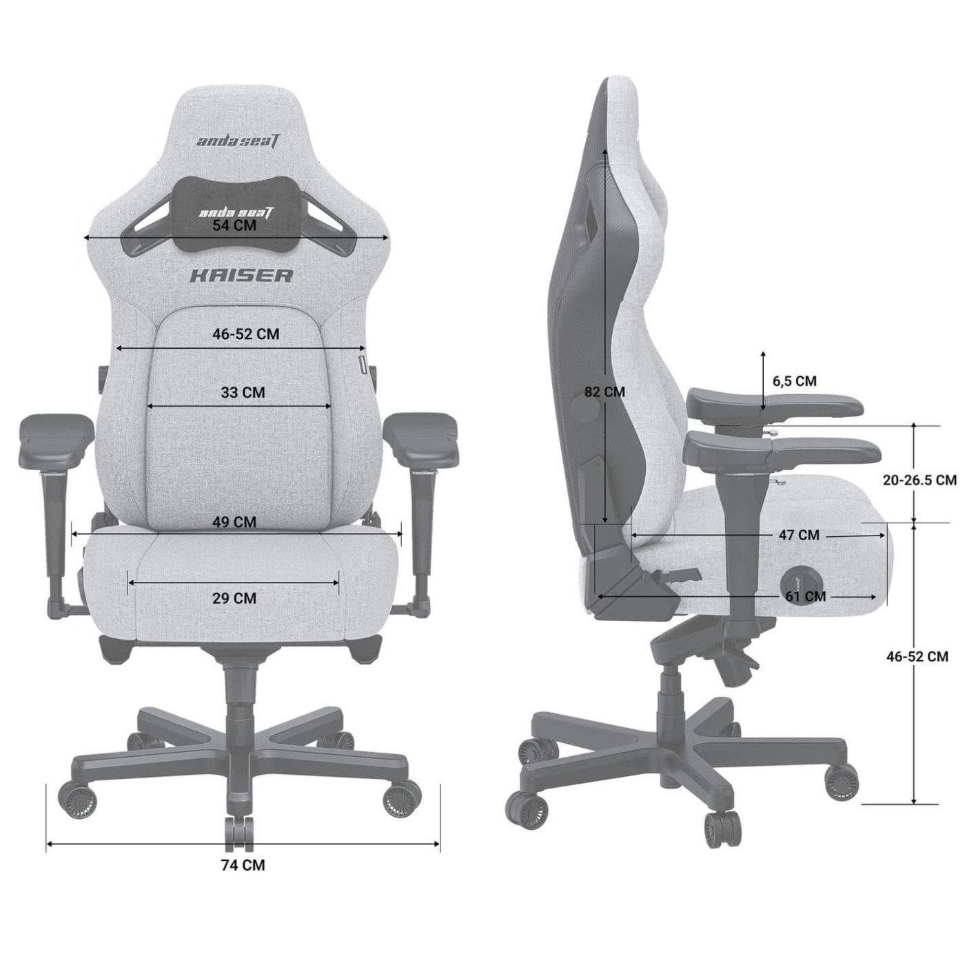 Игровое кресло Anda Seat Kaiser 4 Dark Gray Fabric Size L (AD12YDDC-L-20-GB-CF)