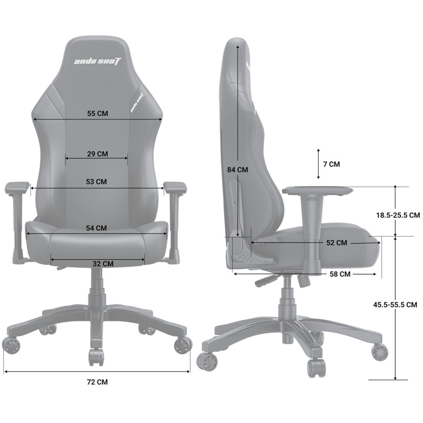 Ігрове крісло Anda Seat Luna Size L Black Fabric (AD18-44-B-F)