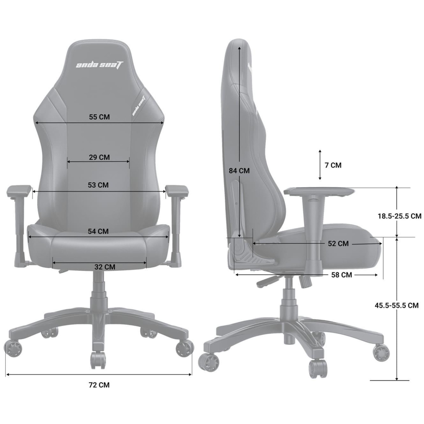 Ігрове крісло Anda Seat Luna Size L Grey Fabric (AD18-44-G-F)