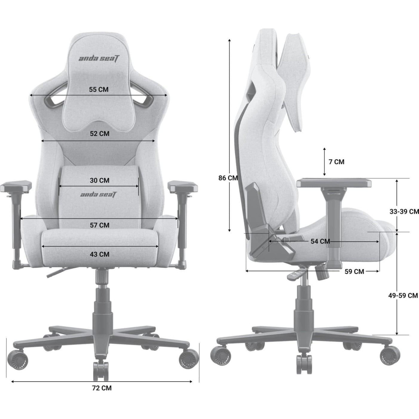 Игровое кресло Anda Seat Kaiser Frontier XL Grey (AD12YXL-17-G-F-G02)