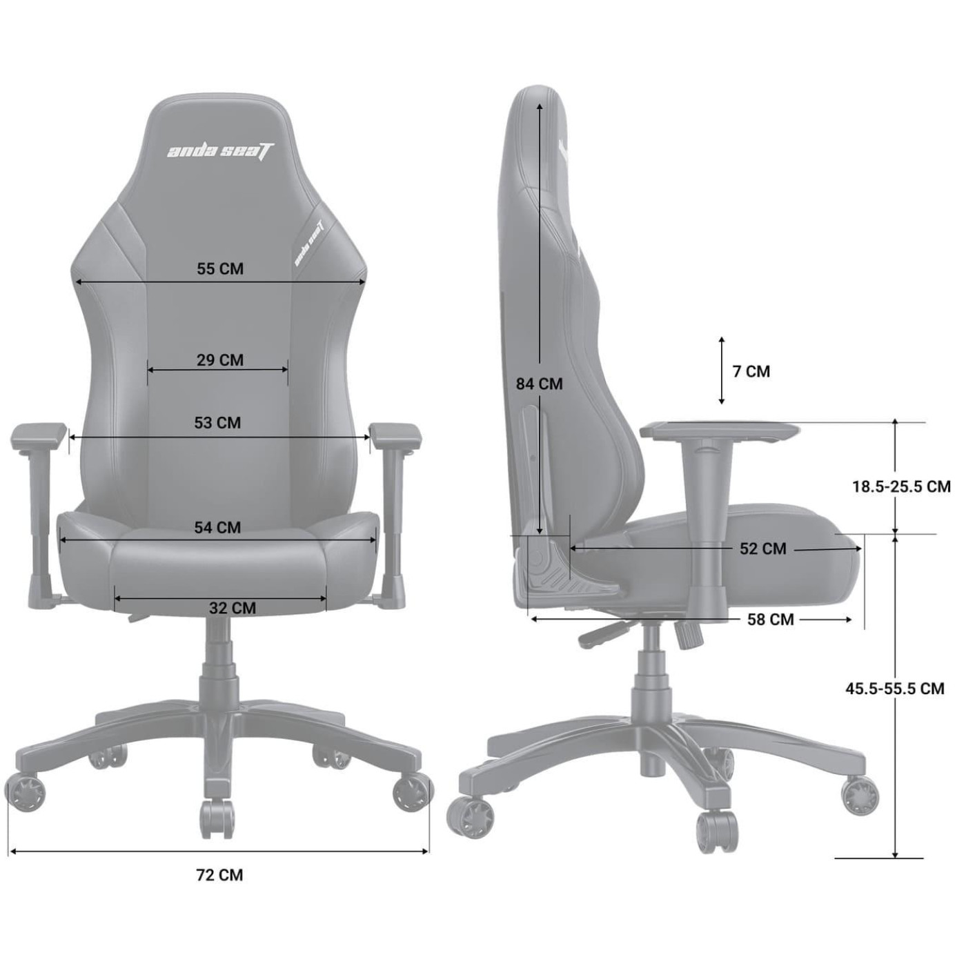 Ігрове крісло Anda Seat Luna Color Size L Black/Blue (AD18-48-BS-PV)