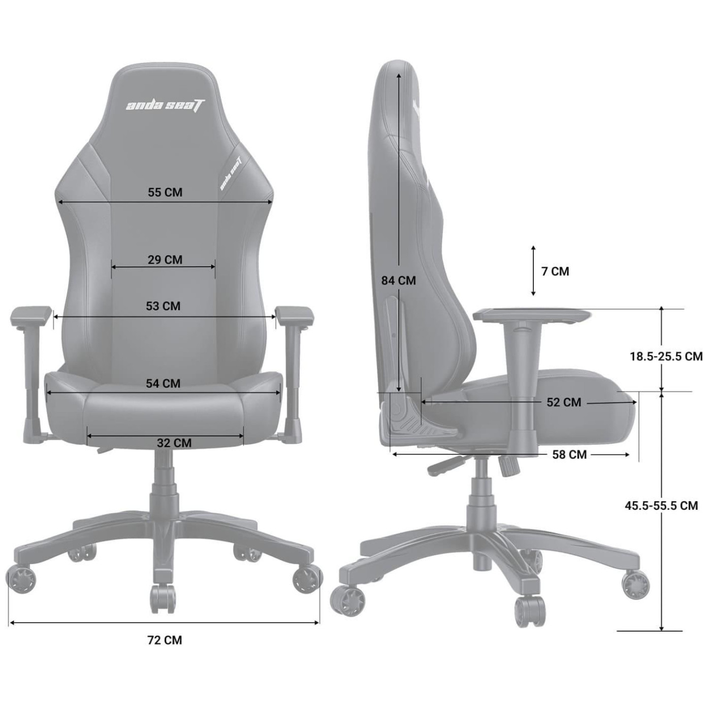 Ігрове крісло Anda Seat Luna Size L Black/Orange (AD18-48-BO-PV)