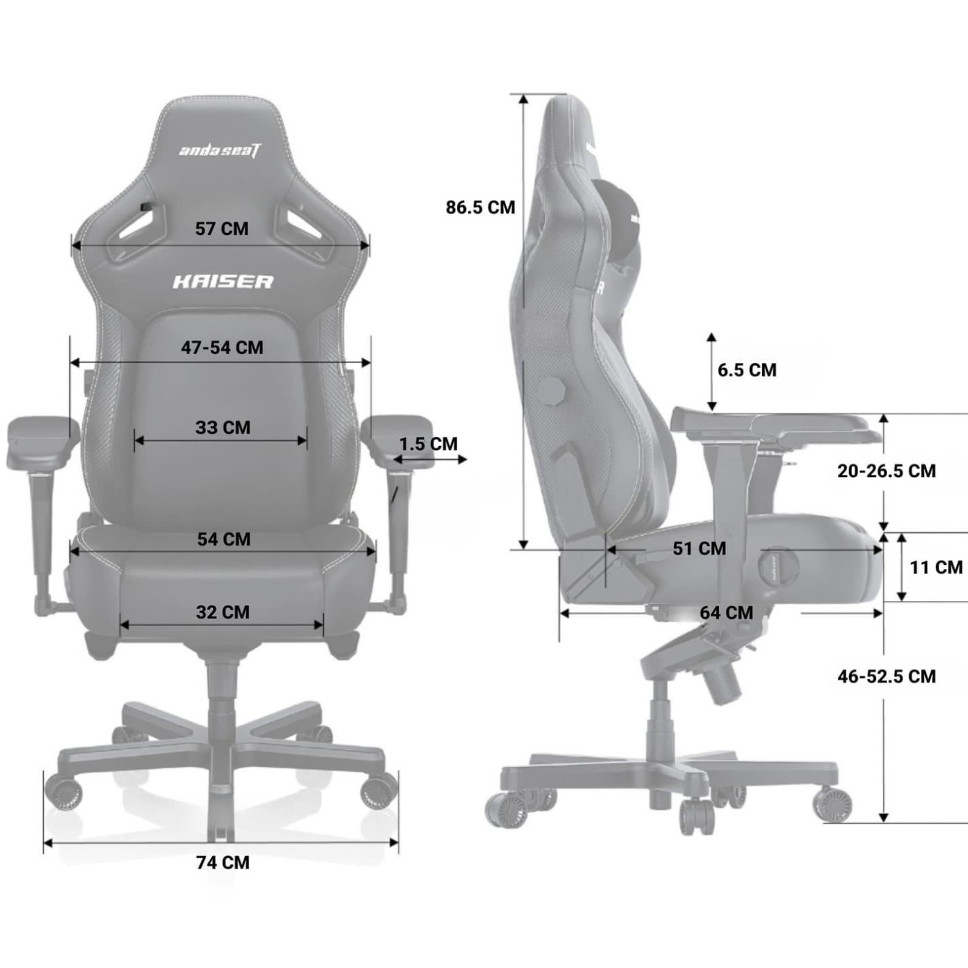 Игровое кресло Anda Seat Kaiser 4 Size XL Black Premium PVC (AD12YDDC-XLL-20-B-PV/C)