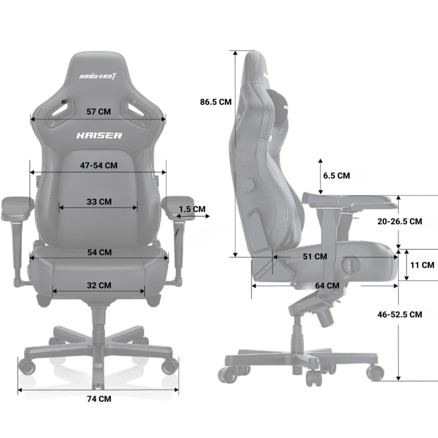 Игровое кресло Anda Seat Kaiser 4 Size XL Gray Linen Fabric (AD12YDDC-XLL-20-G-CF)