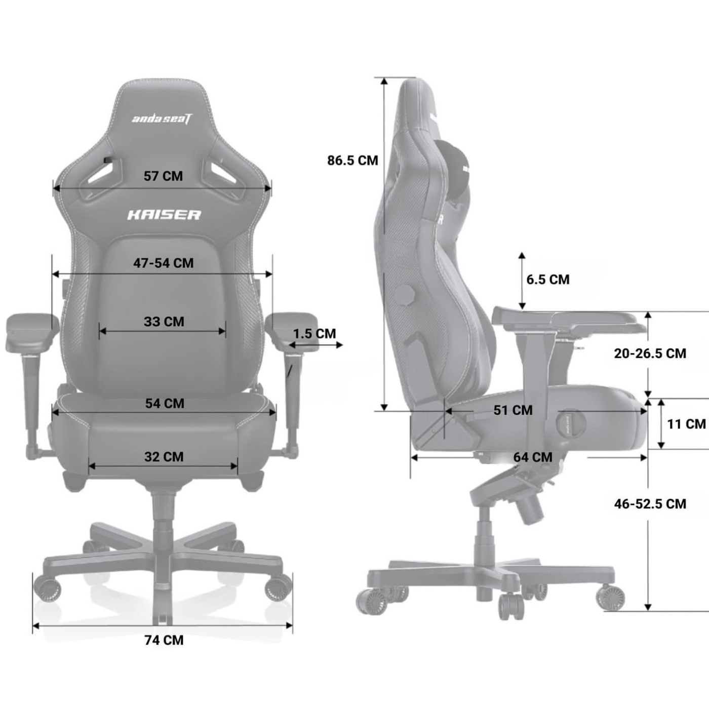 Ігрове крісло Anda Seat Kaiser 4 Size XL White Premium PVC (AD12YDDC-XLL-20-W-PV/C)