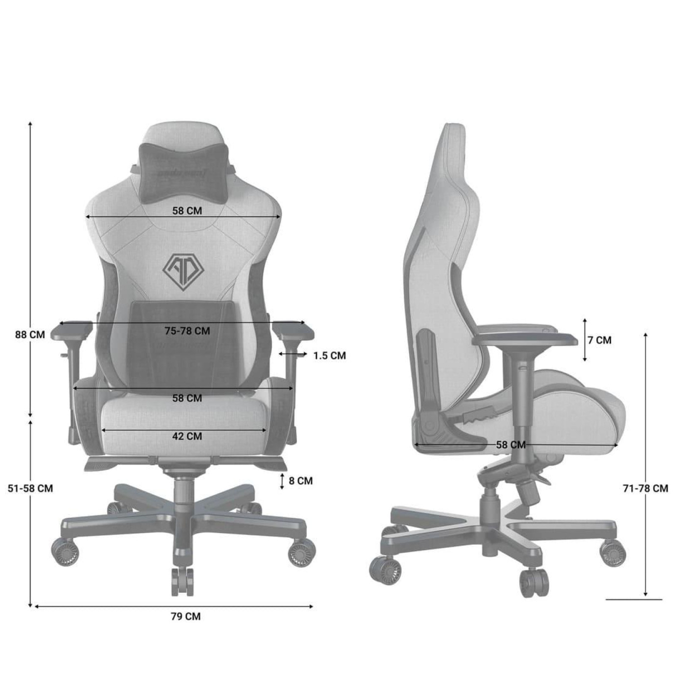 Игровое кресло Anda Seat T-Pro 2 XL Black (AD12XLLA-01-B-F)