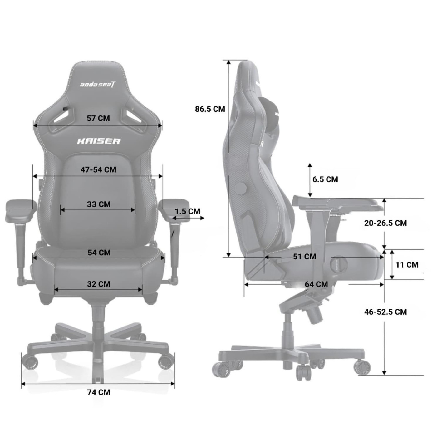 Игровое кресло Anda Seat Kaiser 4 Size XL Black Linen Fabric (AD12YDDC-XLL-20-B-CF)