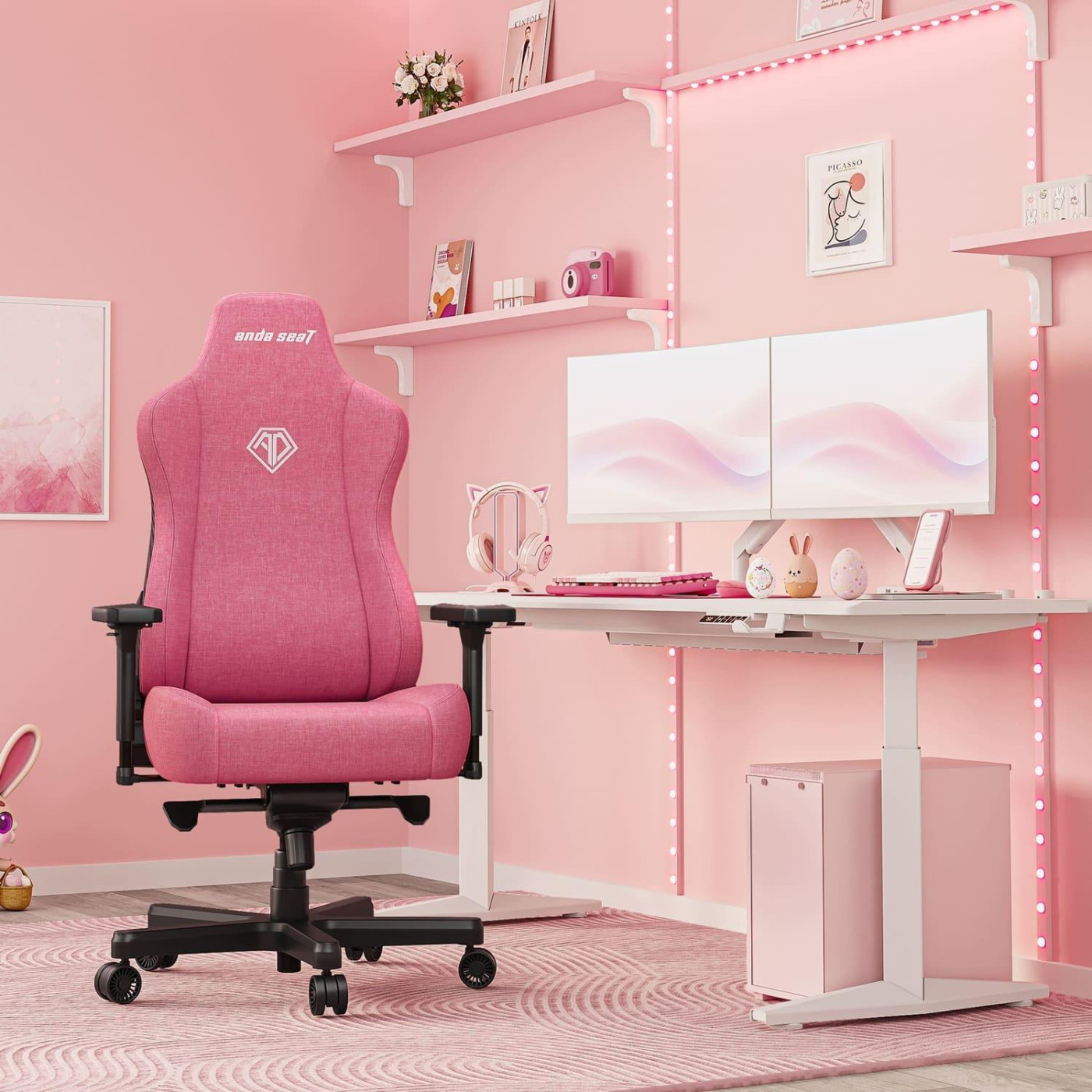 Ігрове крісло Anda Seat Kaiser 3E XL Pink Fabric (AD23YC-XL-09-P-CF-P01)