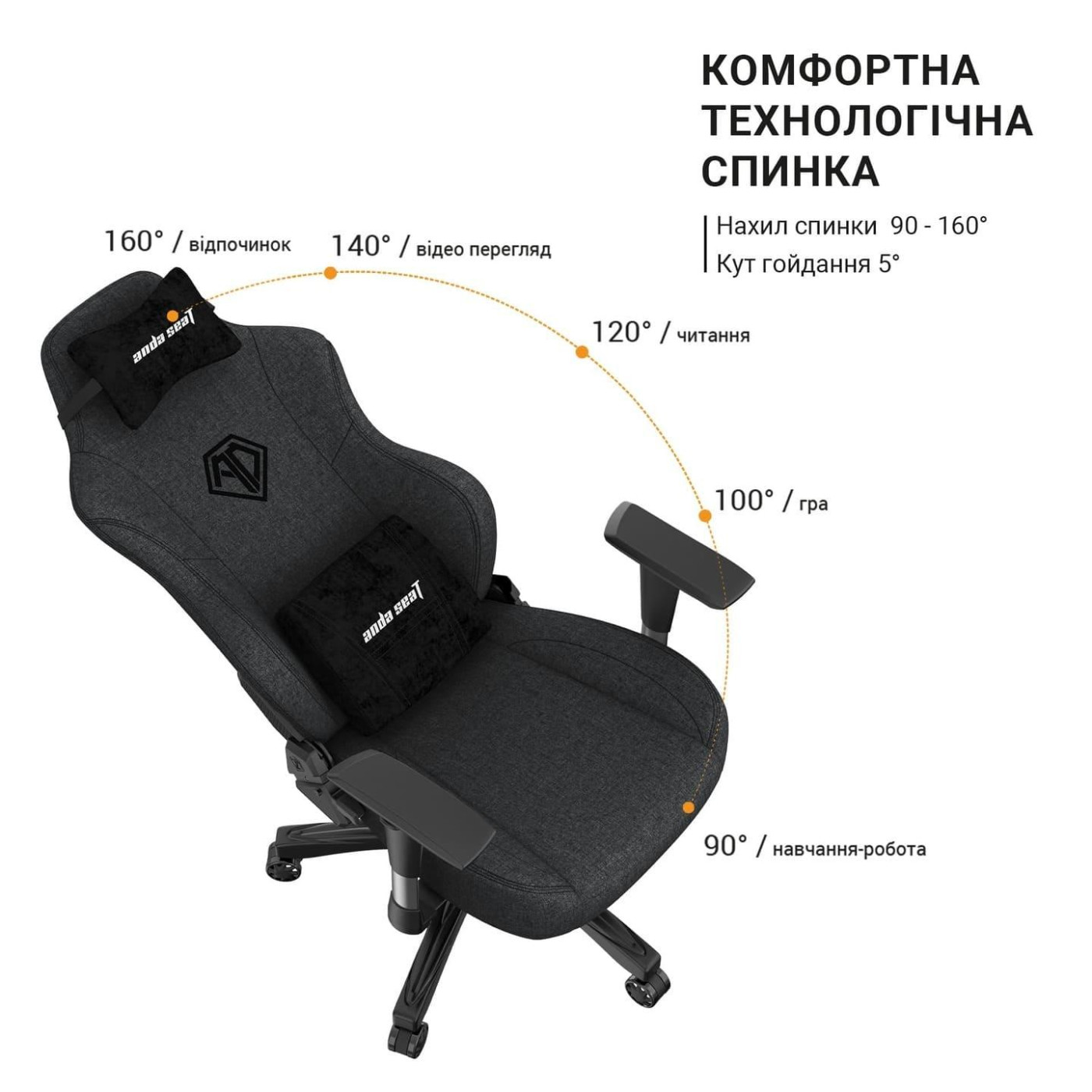Игровое кресло Anda Seat Phantom 3 XL Fabric Dark Gray (AD18XL-52-GB-F-G01)