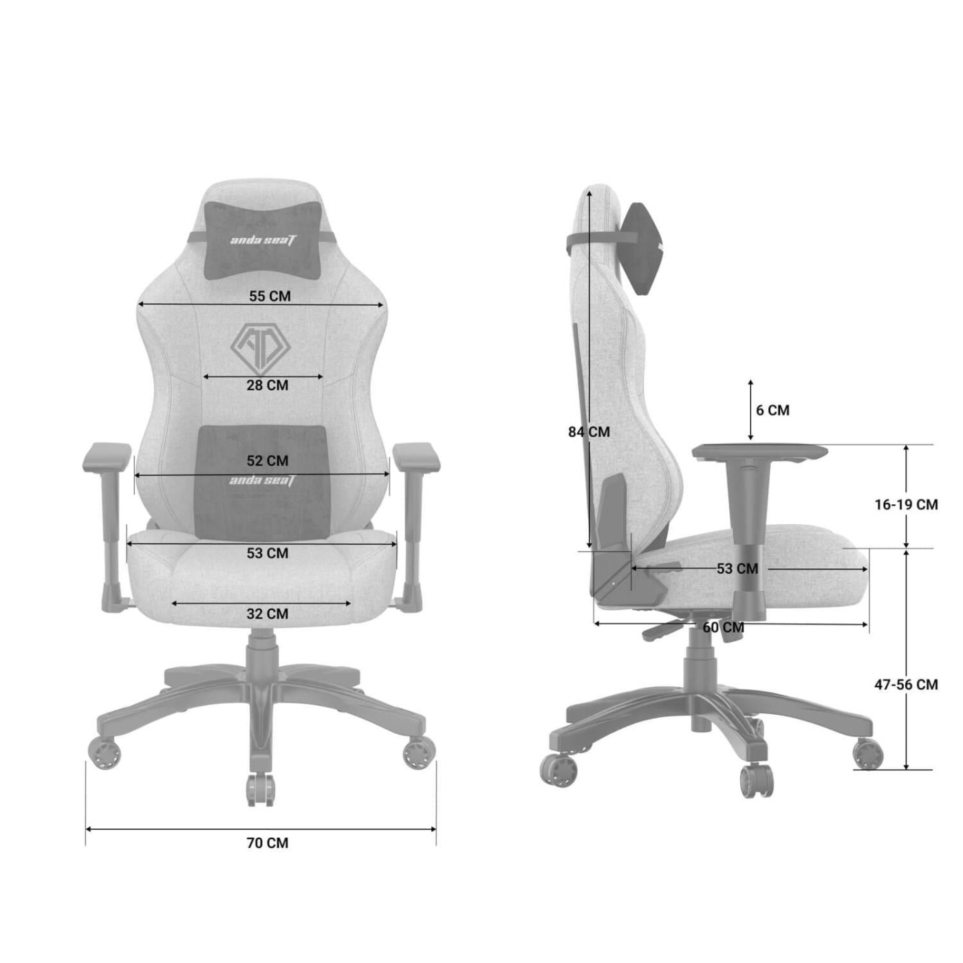 Игровое кресло Anda Seat Phantom 3 XL Fabric Dark Gray (AD18XL-52-GB-F-G01)
