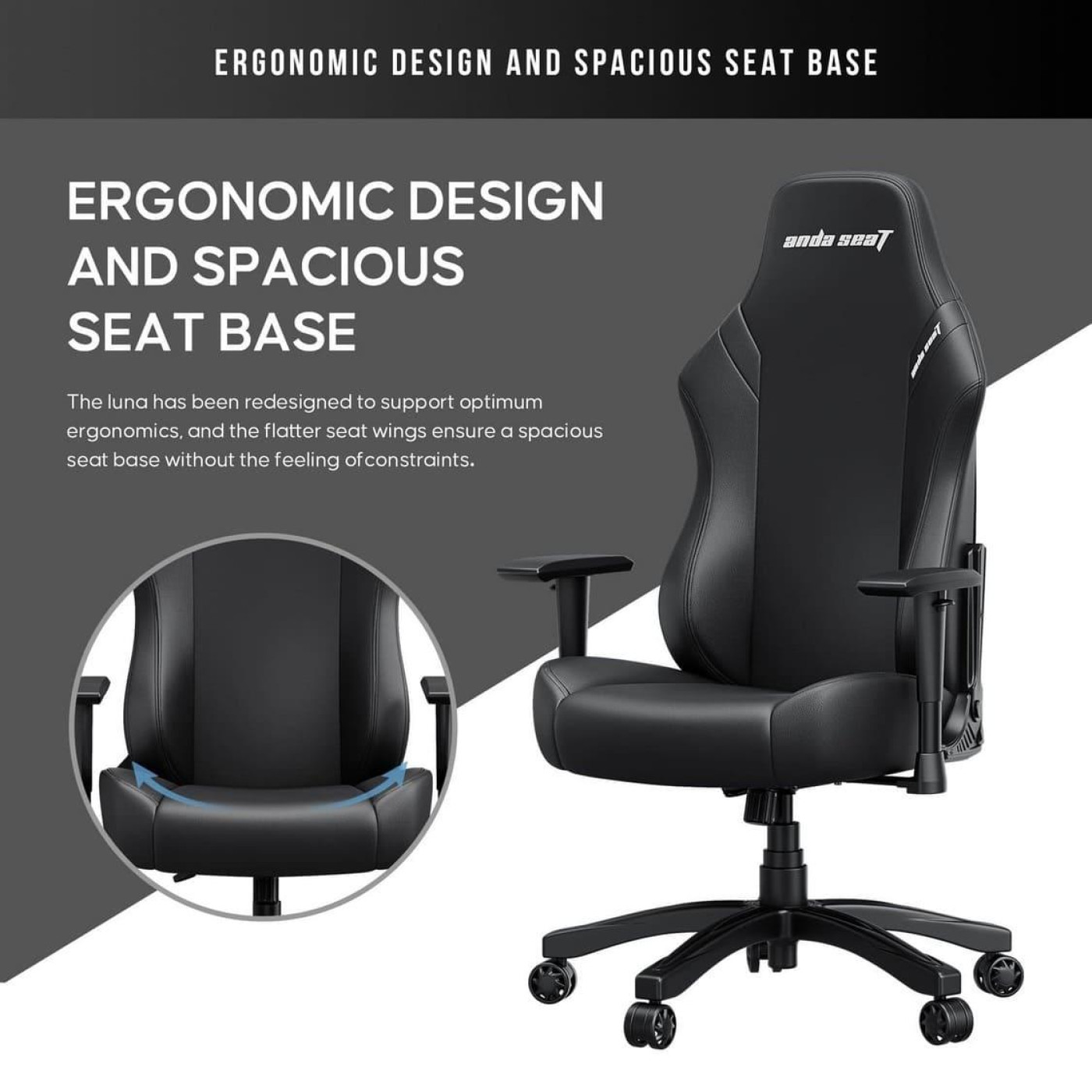 Ігрове крісло Anda Seat Luna L Black (AD18-44-B-PV)