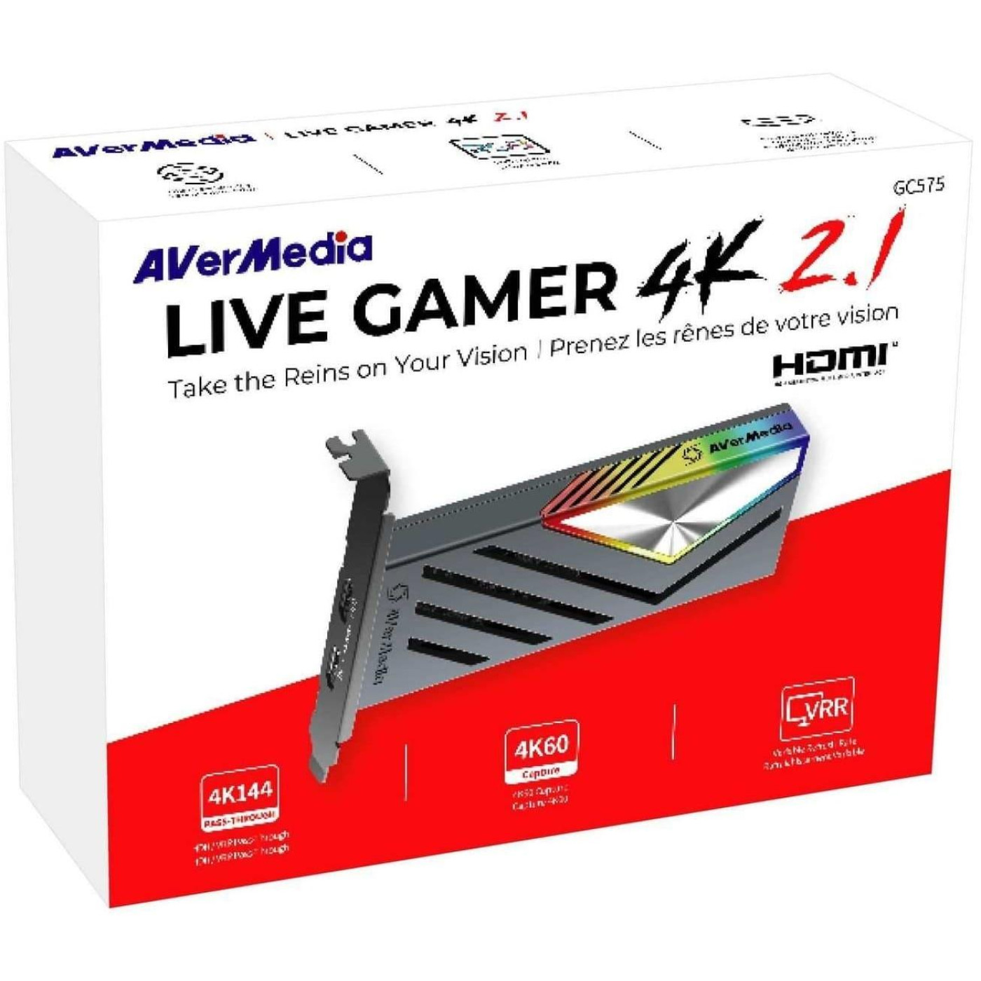 Карта захоплення видео AVerMedia GC575, 2160p144 (pass-through) 2160p60(record), RGB, cира