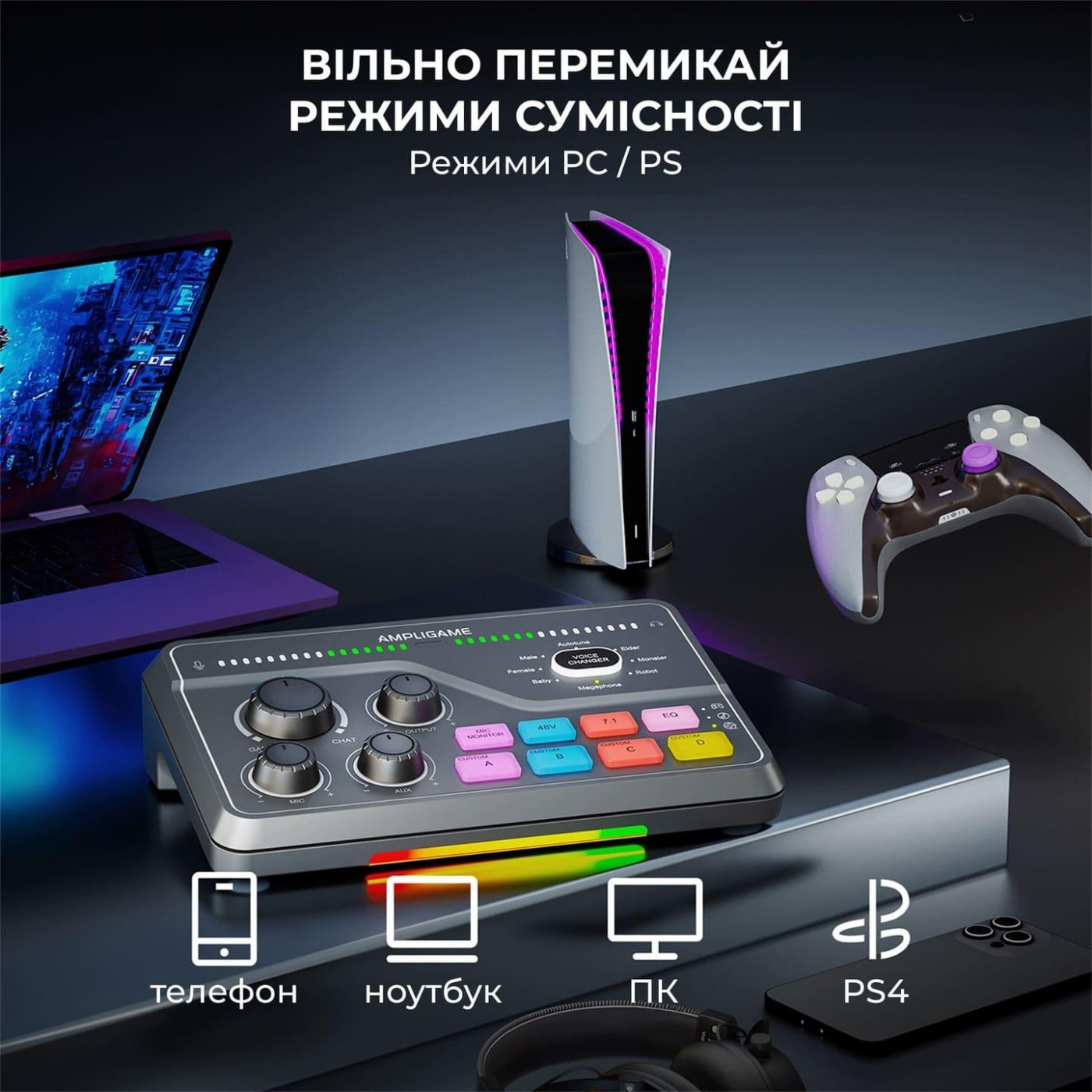 Аудіомікшер Fifine SC8 