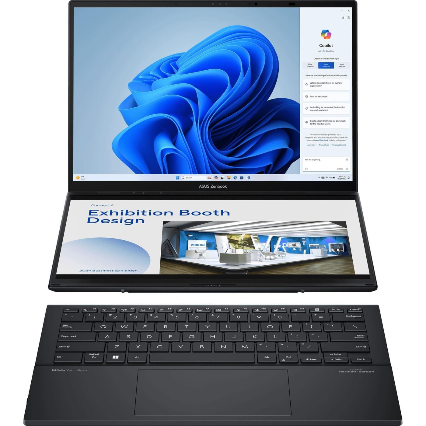 Ноутбук ASUS 14 Zenbook Duo UX8406CA FHD OLED Touch/Intel U9-285H/32GB/1TB/UMA/W11H/Grey (90NB14X1-M001N0)