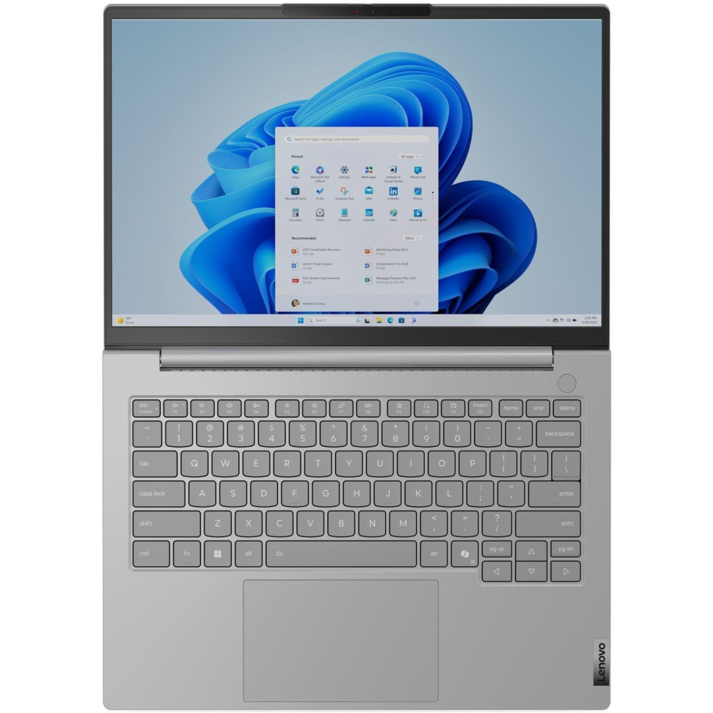 Ноутбук Lenovo 14 ThinkBook 14 G8 FHD IPS 60Hz/C7-240H/16GB/512 SSD/Intel UHD/W11P/Arctic Grey (21SG00HQRA)