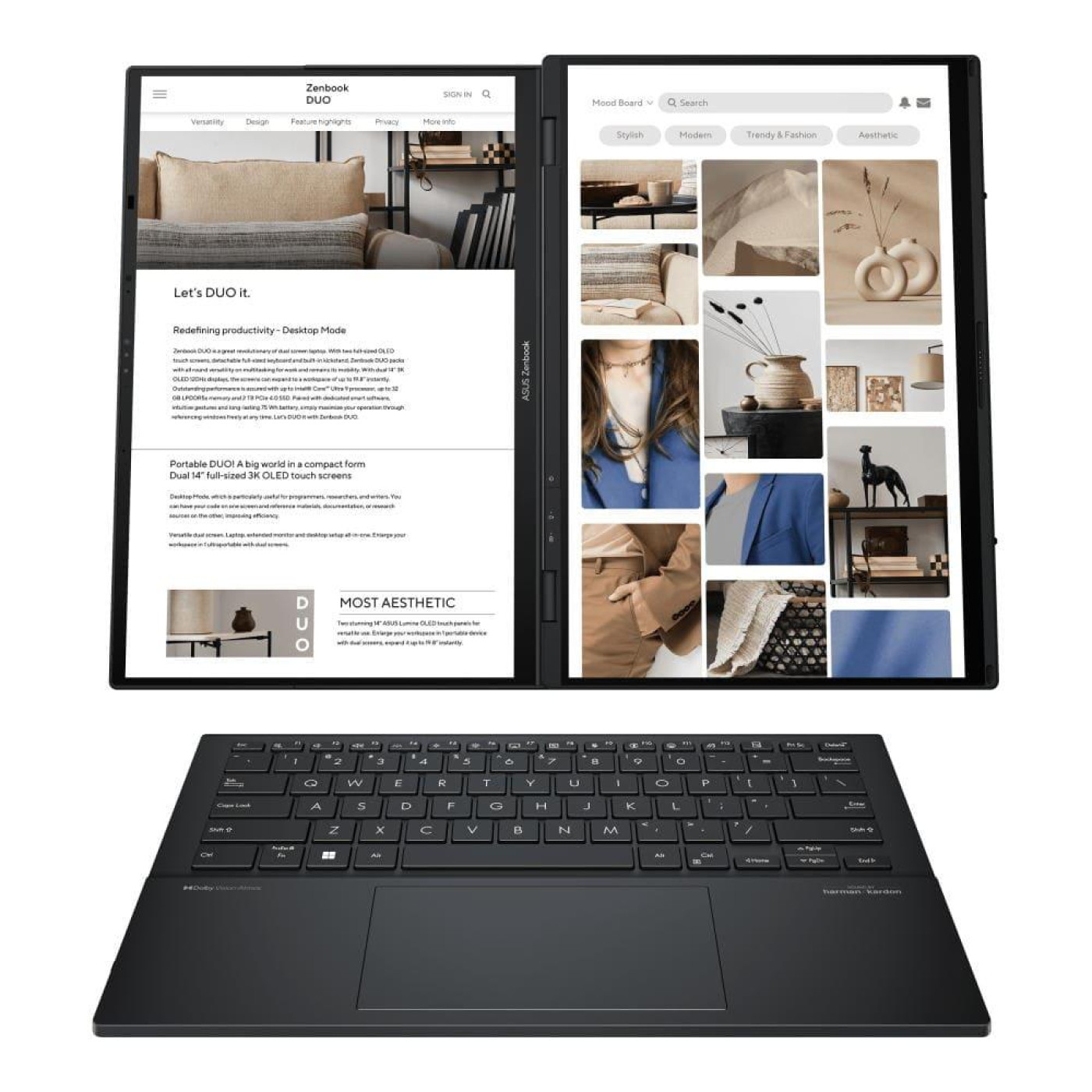 Ноутбук ASUS 14 Zenbook Duo UX8406CA-QL047X FHD Touch OLED/Intel Ultra 9 285H/32GB/2TB/UMA/W11P/Grey (90NB14X1-M001P0)