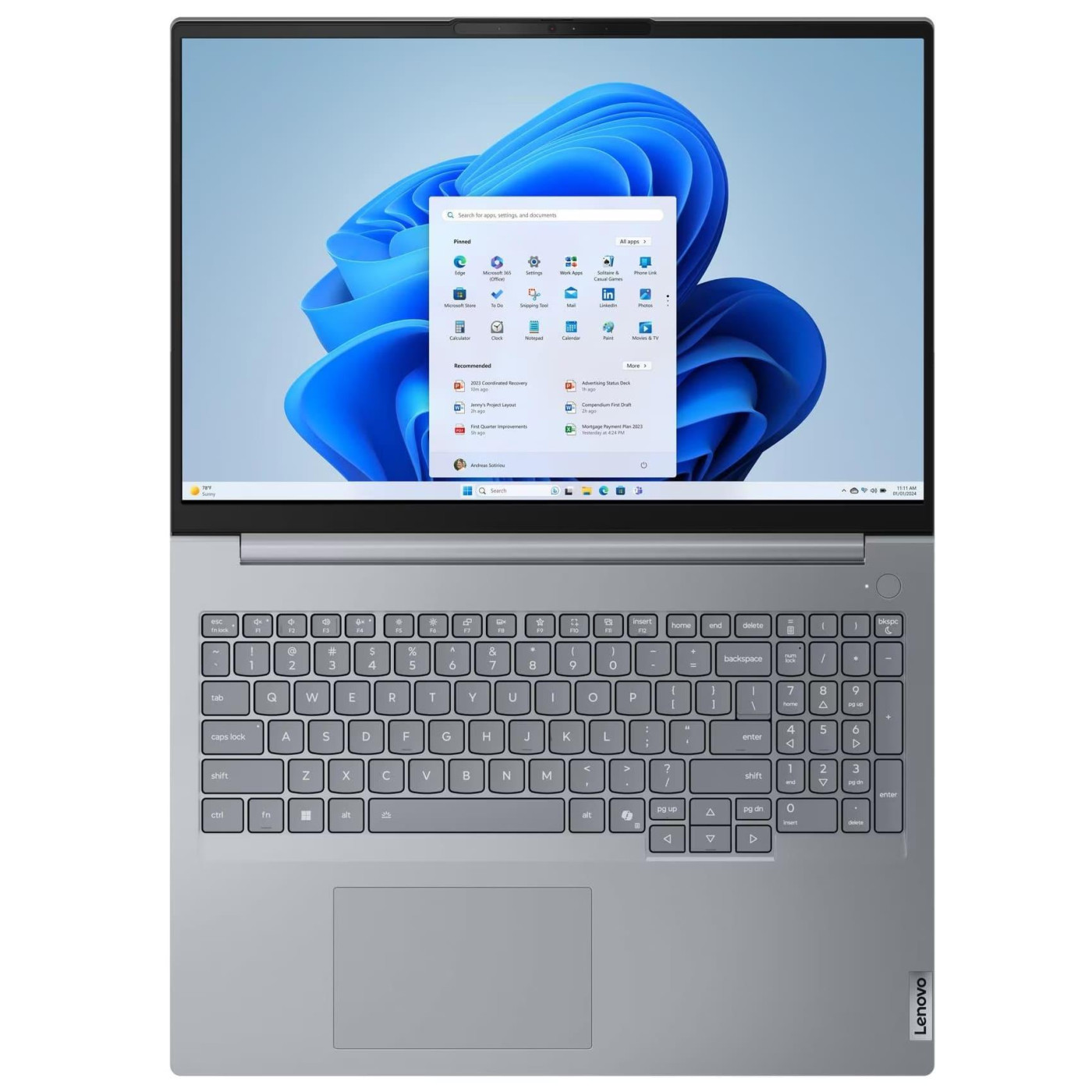 Ноутбук Lenovo 16 ThinkBook 16-G9 WUXGA IPS AG/Intel 7-240H/32GB/1TB/UMA/W11P/Gray (21US005FRA)