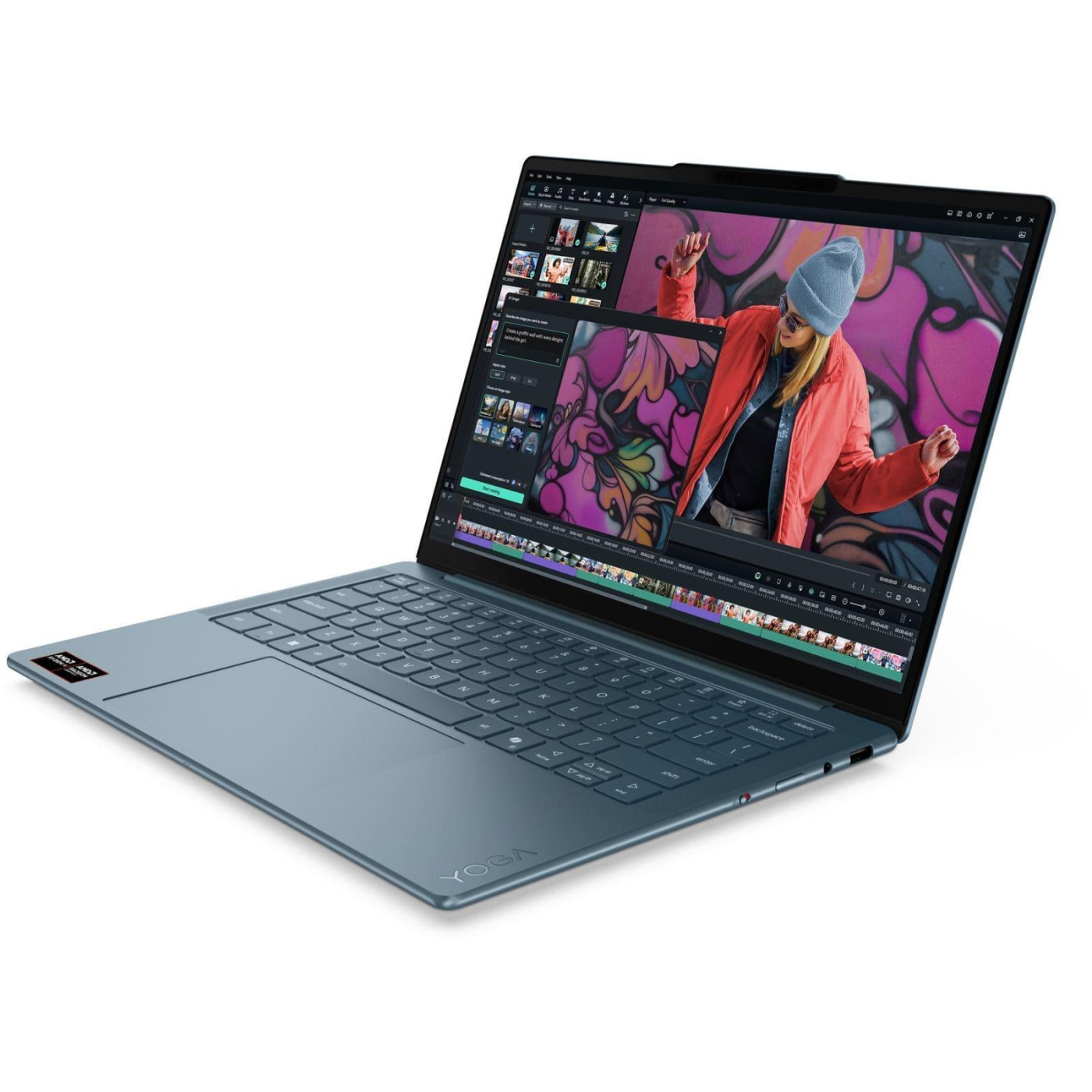 Ноутбук Lenovo 14 Yoga Slim 7 14AKP10 OLED/Ryzen 7 AI 350/16GB/1TB/UMA/DOS/Tidal Teal (83JY004URA)