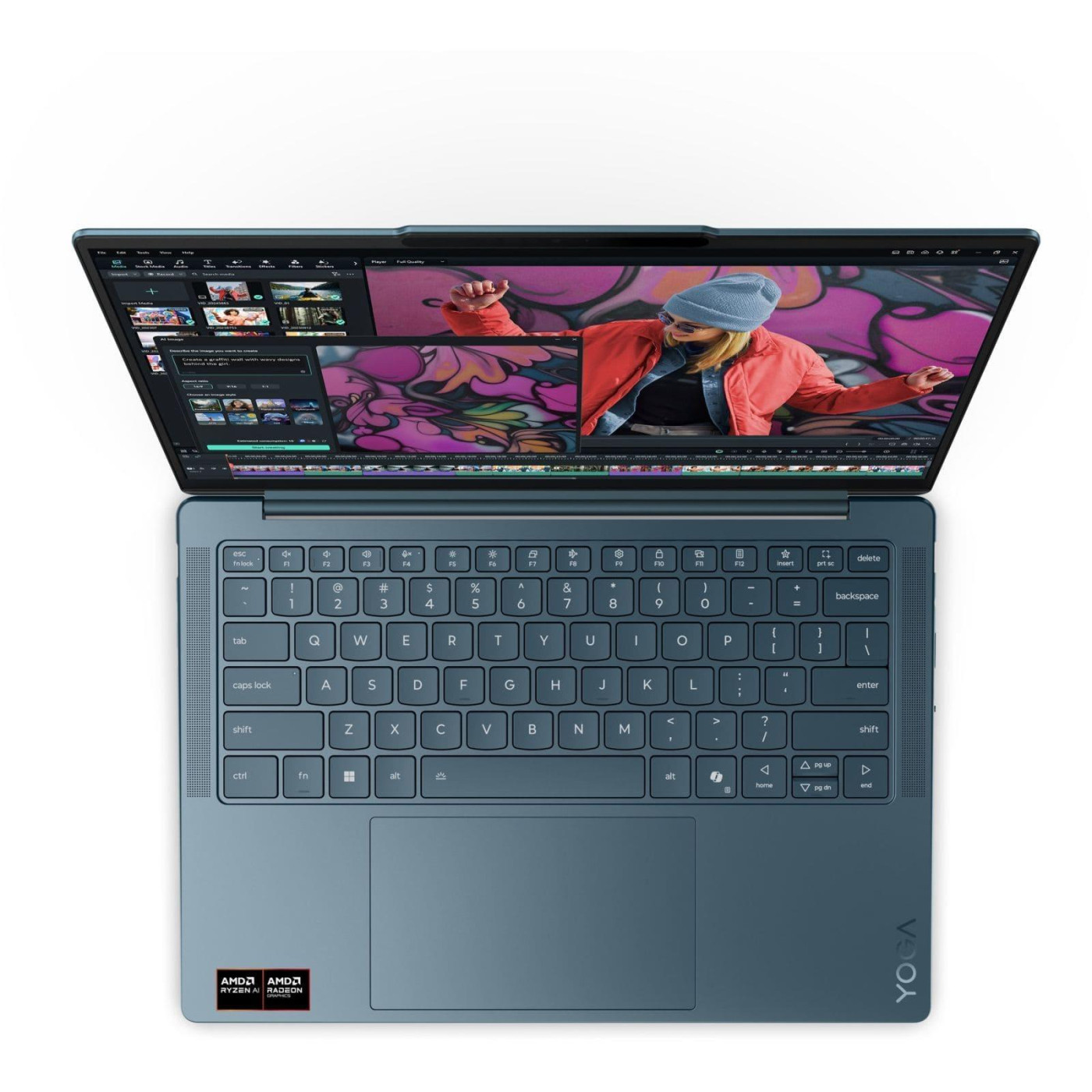 Ноутбук Lenovo 14 Yoga Slim 7 14AKP10 OLED/Ryzen 7 AI 350/16GB/1TB/UMA/DOS/Tidal Teal (83JY004URA)