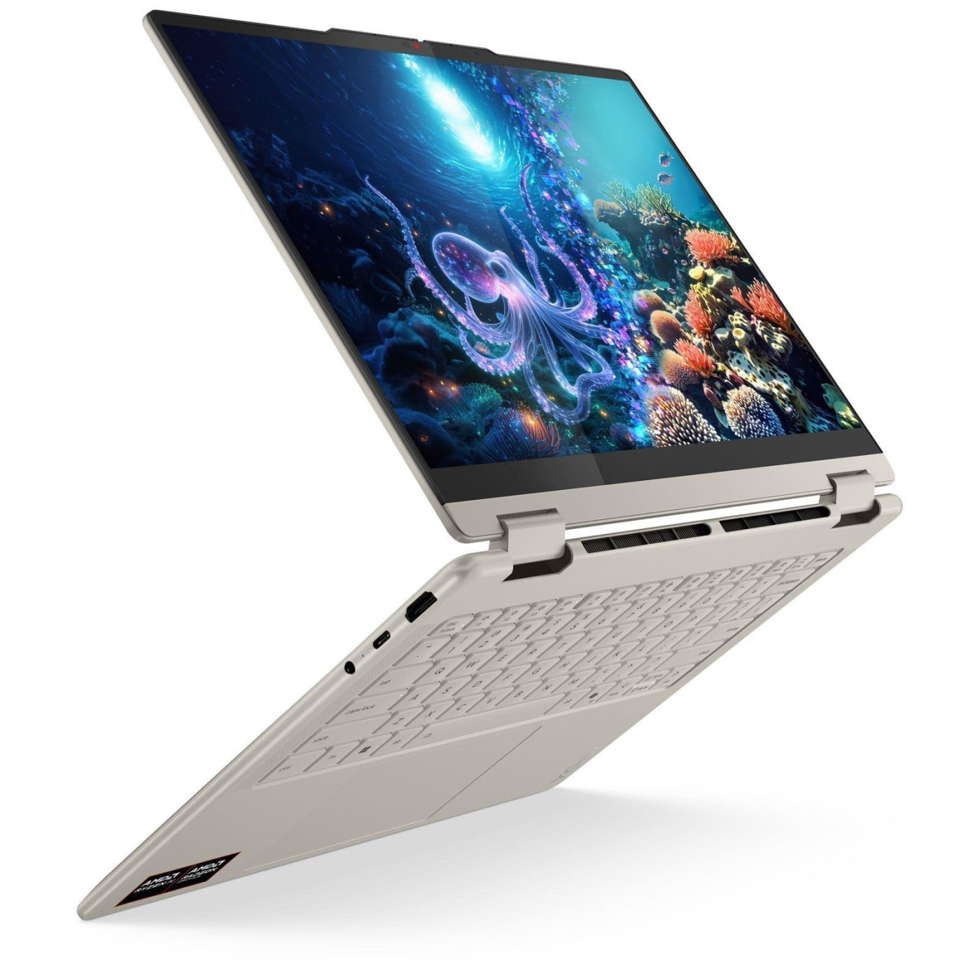 Ноутбук Lenovo 14 Yoga 7 2-in-1 14AKP10 OLED Touch/R5 AI 340/16GB/1TB/UMA/DOS/Pen/Seashell (83JR007JRA)