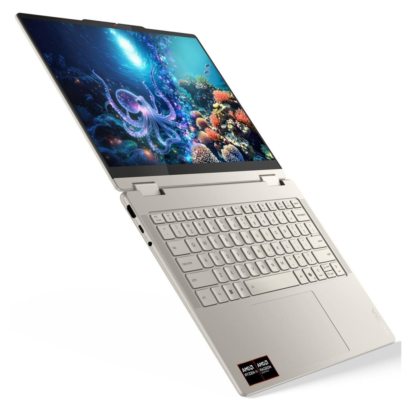 Ноутбук Lenovo 14 Yoga 7 2-in-1 14AKP10 OLED Touch/R5 AI 340/16GB/1TB/UMA/DOS/Pen/Seashell (83JR007JRA)