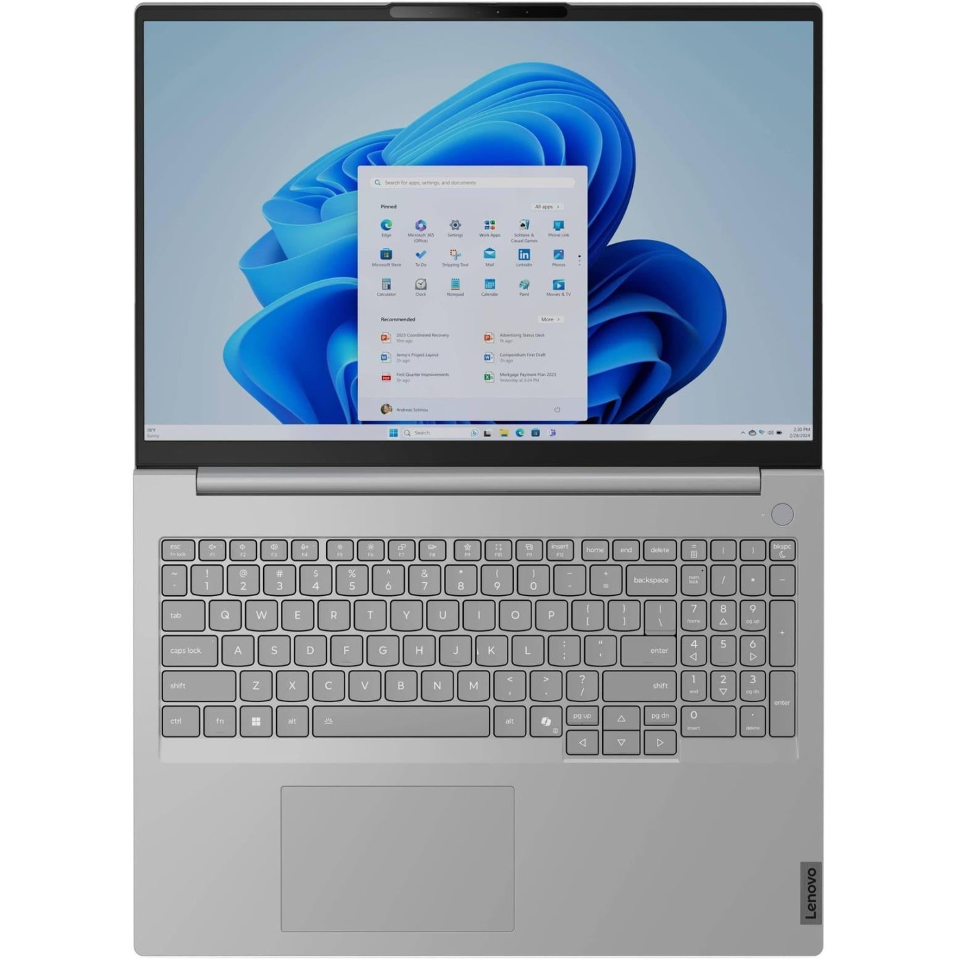 Ноутбук Lenovo 16 ThinkBook 16 G8 IRL/Core5-210H/16GB/512SSD/Intel HD/DOS/Arctic grey (21SH008GRA)