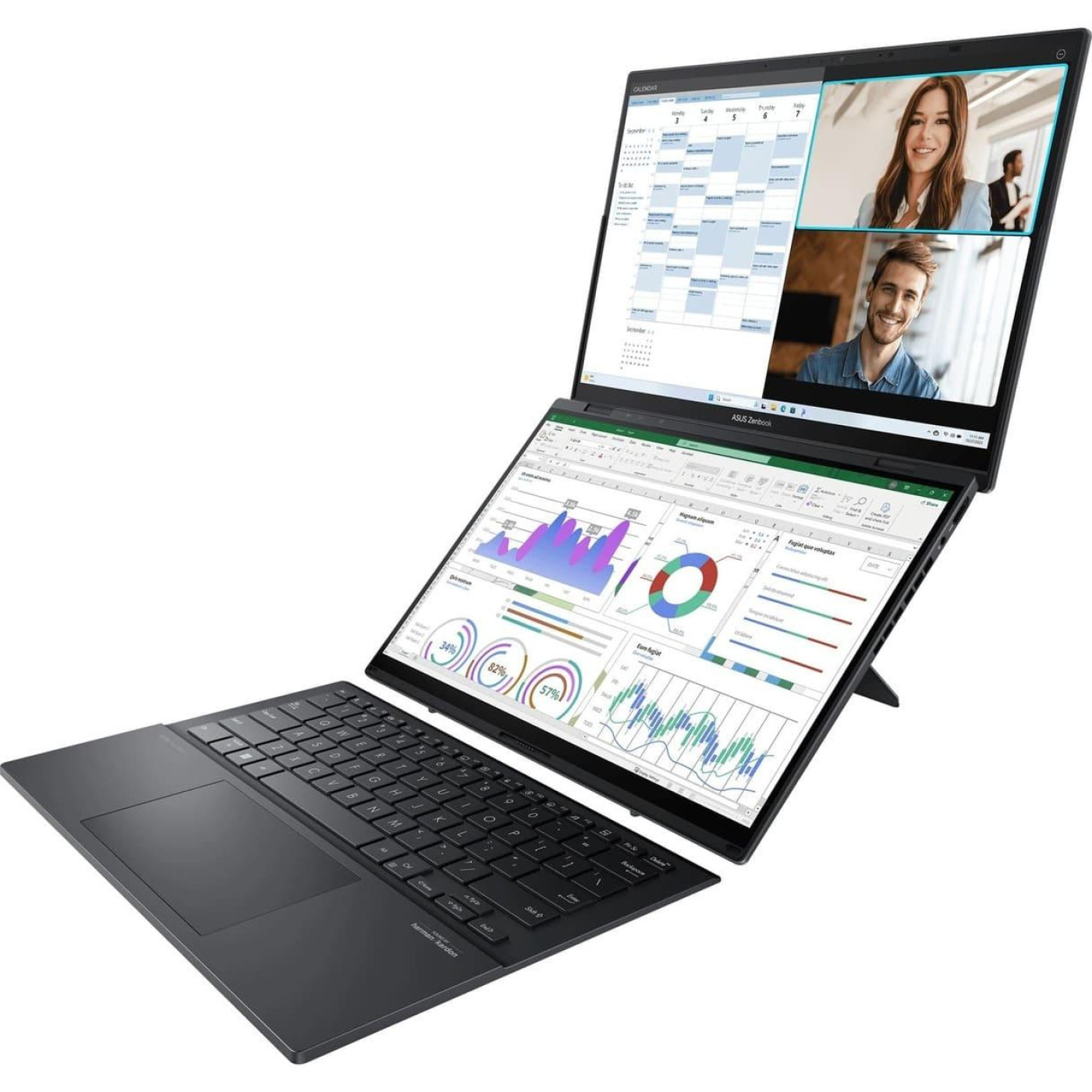 Ноутбук ASUS 14 Zenbook DUO UX8406MA-PZ043X 2880x1800 OLED/Core9-185H/32/2TB SSD/Intel Arc/W11P/Gray (90NB12U1-M001K0)