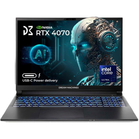 Ноутбук Dream Machines 16 RG4070-16 1920x1200/Ultra 7 155H/16 ГБ/1000 ГБ/RTX 4070, 8GB/DOS (RG4070-16UA25)