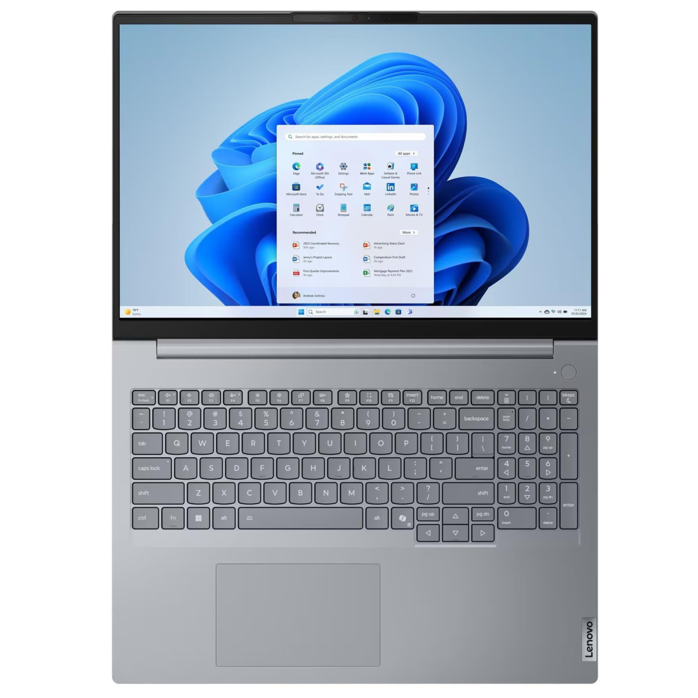 Ноутбук Lenovo 16 ThinkBook 16-G8 WUXGA IPS AG/Intel U7-255H/16GB/512SSD/UMA/W11P/Gray (21SK007GRA)