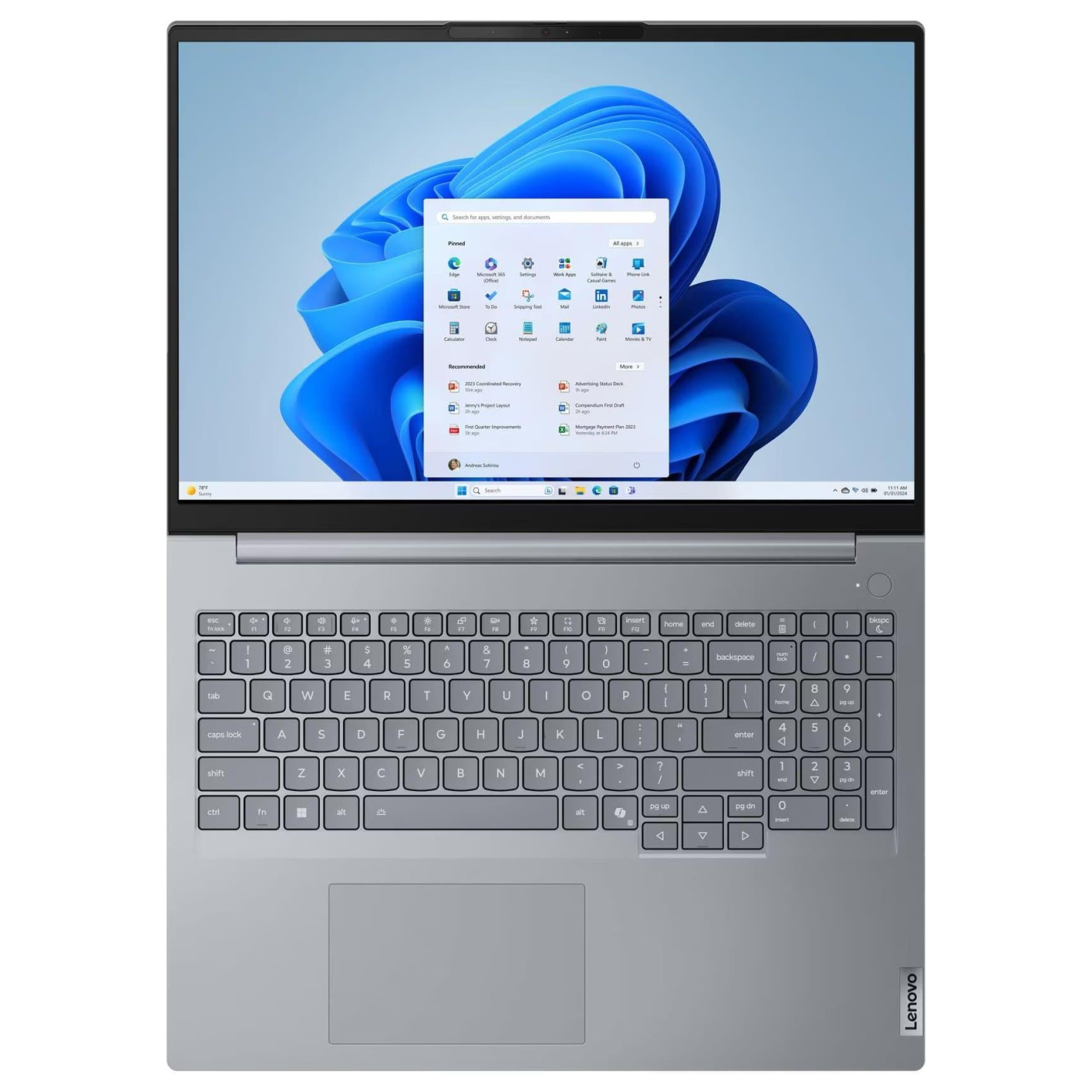 Ноутбук Lenovo 16 ThinkBook 16-G9 WUXGA IPS AG/Ryzen 7 250/32GB/512SSD/UMA/DOS/Gray (21UT000QRA)