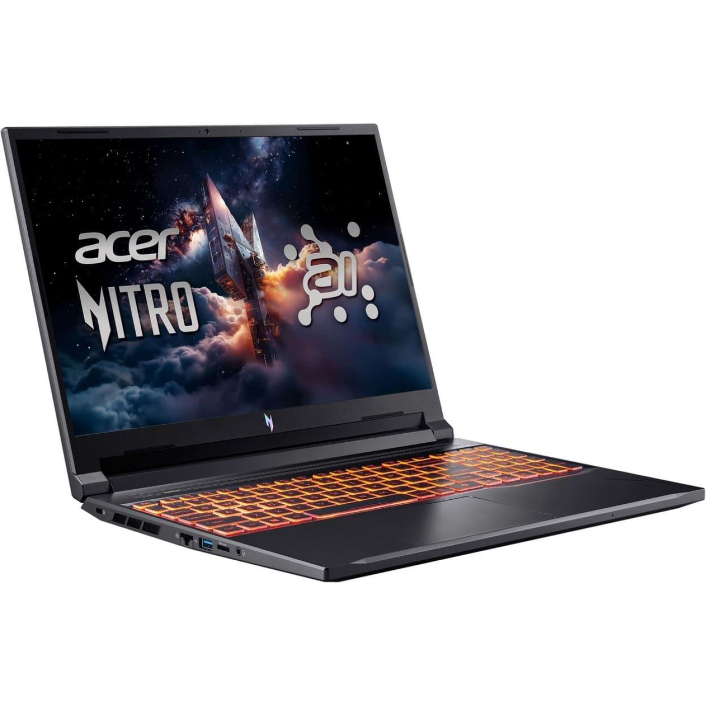 Ноутбук Acer 16 Nitro V 16 AI ANV16-42 WUXGA IPS/Ryzen 5 240/16GB/512SSD/RTX 3050 6GB/DOS/Black (NH.U1KEU.007)