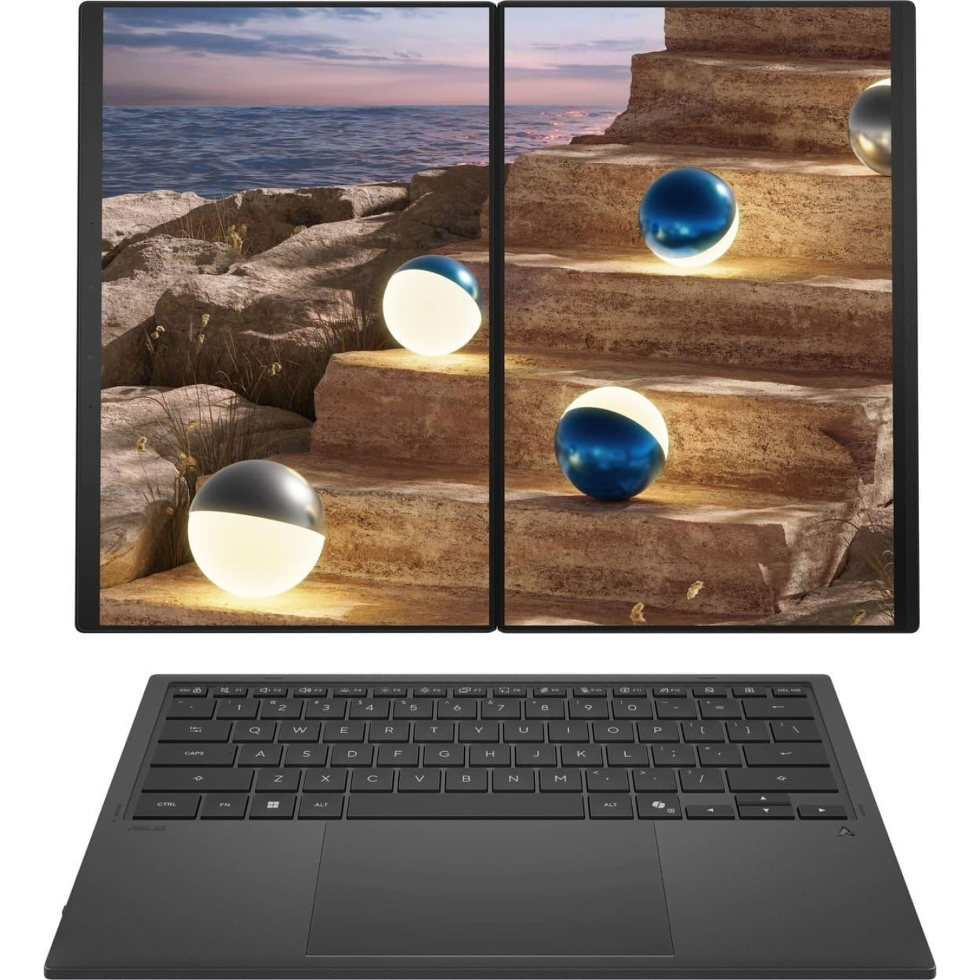 Ноутбук ASUS 28 Zenbook DUO UX8407AA-SN216X 3K OLED 144Hz/Intel Core 9 386H/32GB/2TB/Intel HD/W11P/Moher Gray (90NB16V1-M00A40)