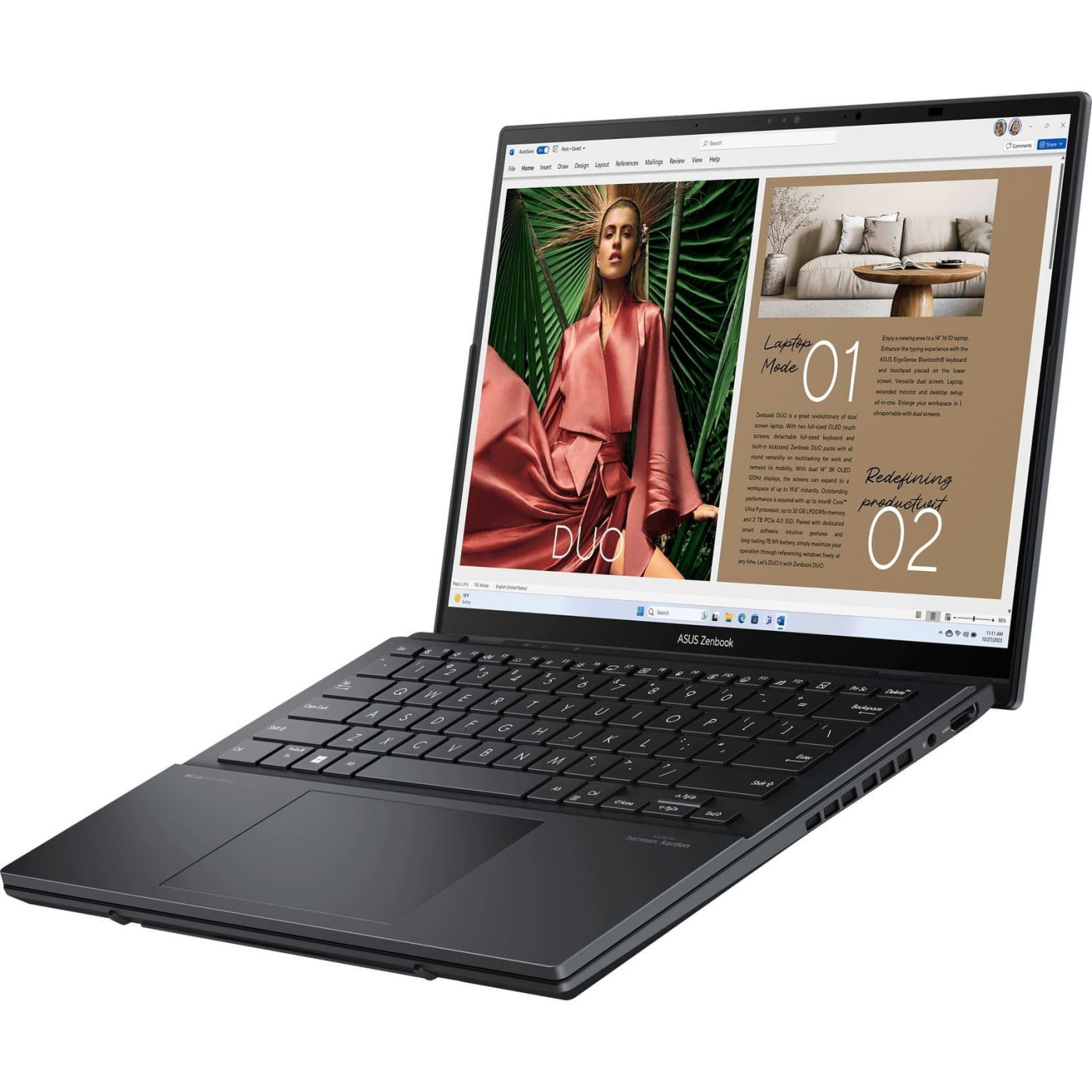 Ноутбук ASUS 14 Zenbook Duo UX8406CA FHD OLED Touch/Intel U9-285H/32GB/1TB/UMA/W11H/Grey (90NB14X1-M001N0)