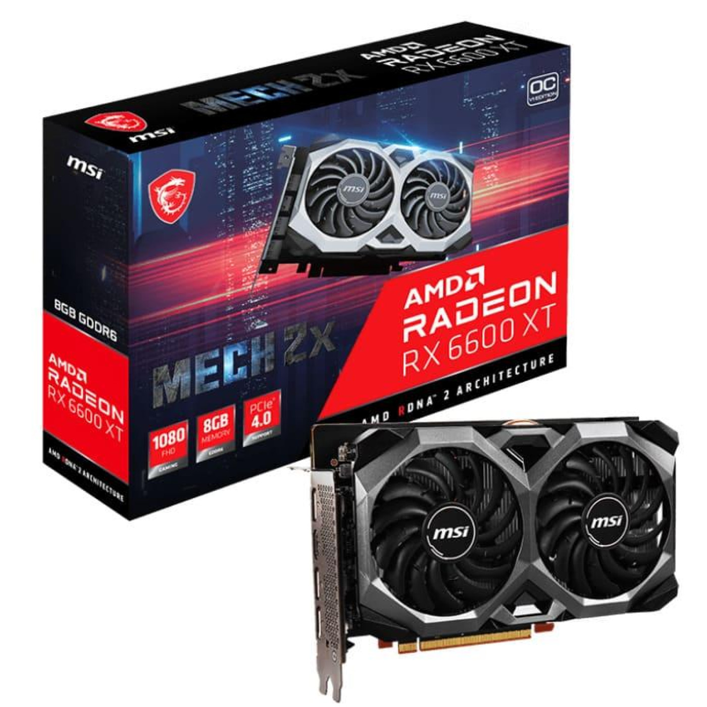 Відеокарта MSI AMD Radeon RX 6600 XT 8Gb MECH 2X OCV1 (RX 6600 XT MECH 2X 8G OCV1) (GDDR6, 128 bit, PCI-E 4.0 x16)