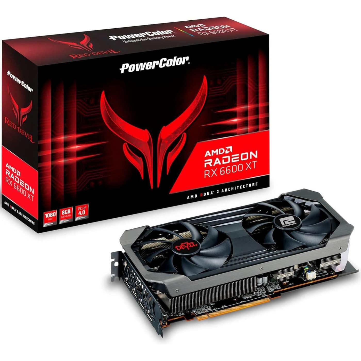 Видеокарта PowerColor AMD Radeon RX 6600 XT 8GB Red Devil (AXRX 6600XT 8GBD6-3DHE/OC) (GDDR6, 128 bit, PCI-E v4.0 x16) Б/у