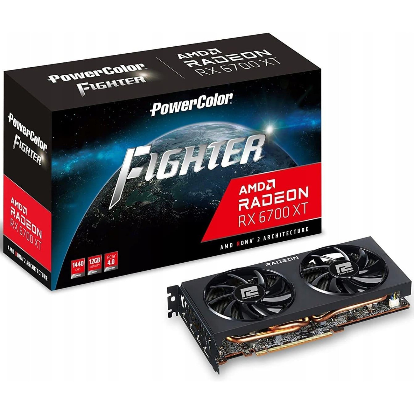 Видеокарта PowerColor AMD Radeon RX 6700 XT 12Gb Fighter (AXRX 6700XT 12GBD6-3DH) (GDDR6, 192 bit, PCI-E v4.0) Б/у