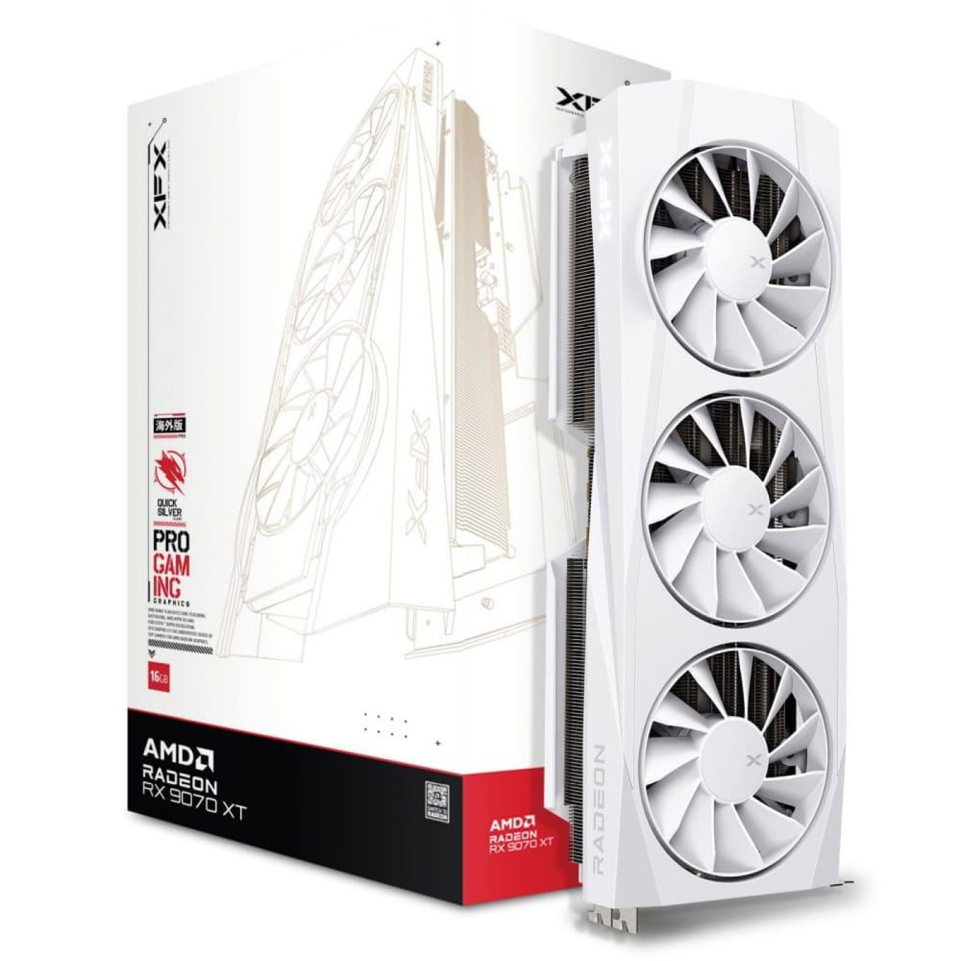 Відеокарта XFX AMD Radeon RX 9070 XT 16GB Quicksilver White Gaming Edition (RX-97TQICKW9) (GDDR6, 256 bit, PCI-E v5.0 x16) U1