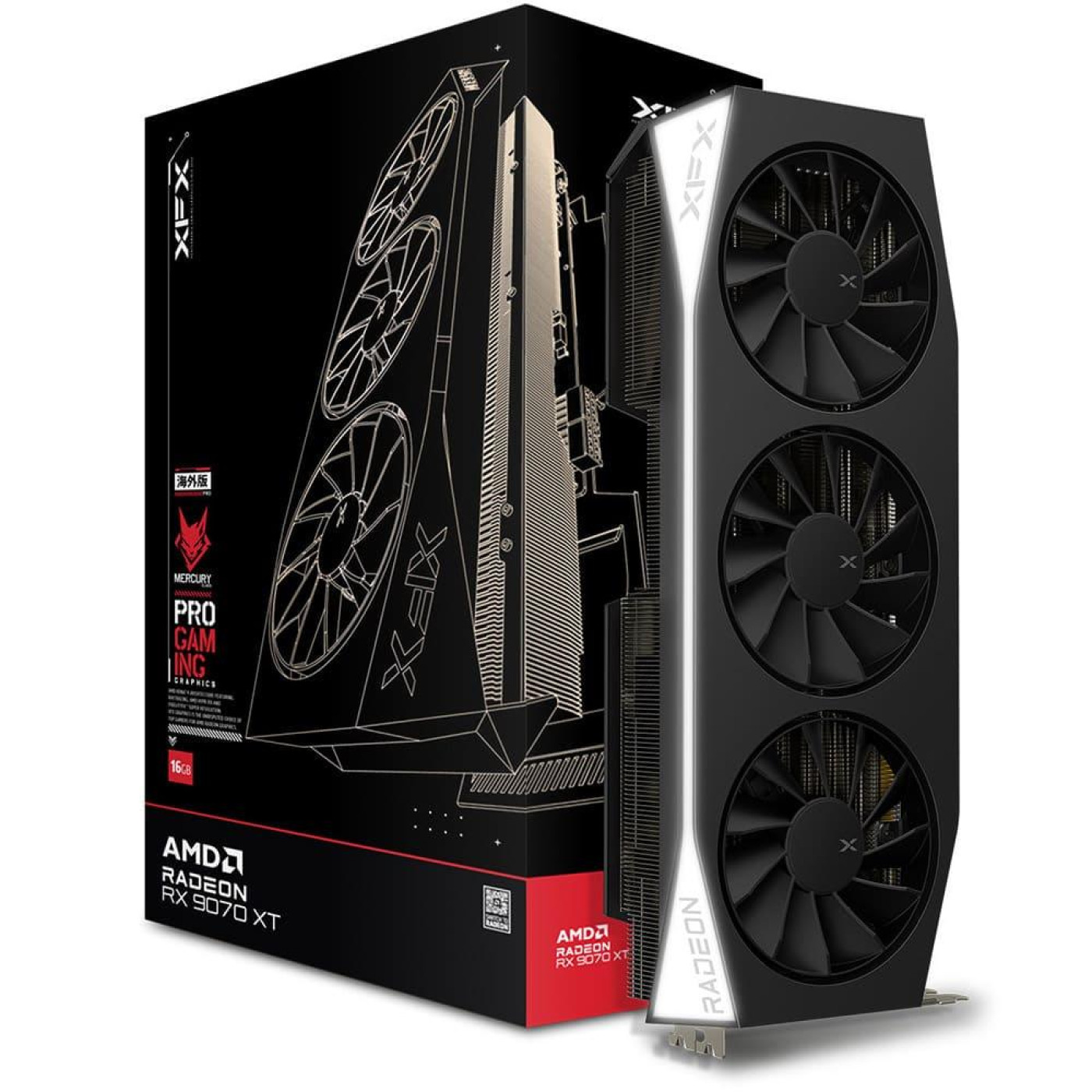 Видеокарта XFX AMD Radeon RX 9070 XT 16GB Mercury Gaming Edition (RX-97TMERCB9) (GDDR6, 256 bit, PCI-E v5.0 x16)